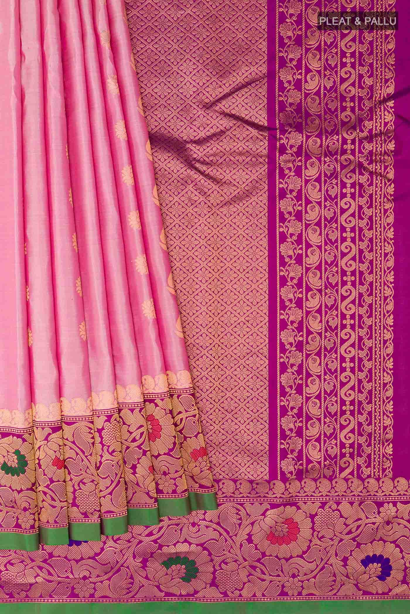 Pink Gadwal Silk Saree
