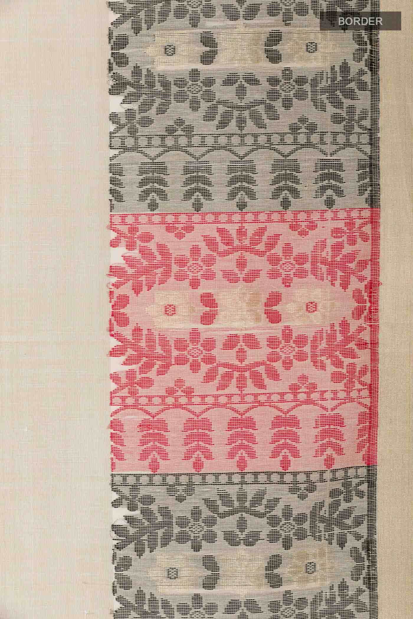 Off White Kora Cotton Saree