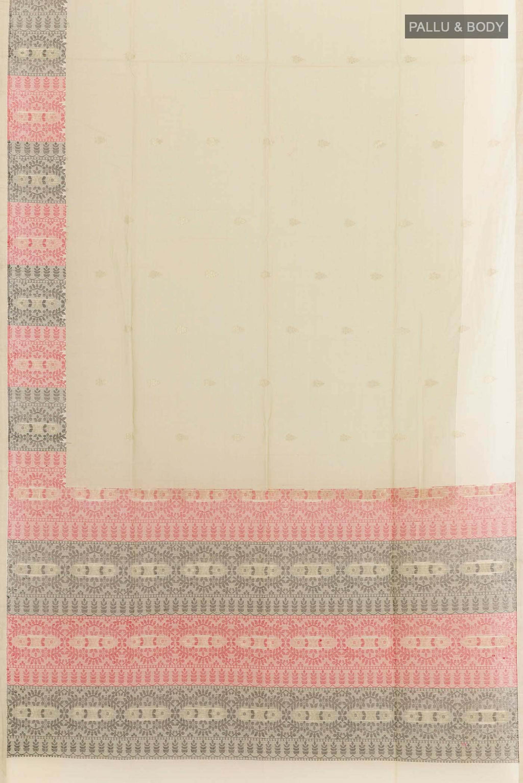 Off White Kora Cotton Saree