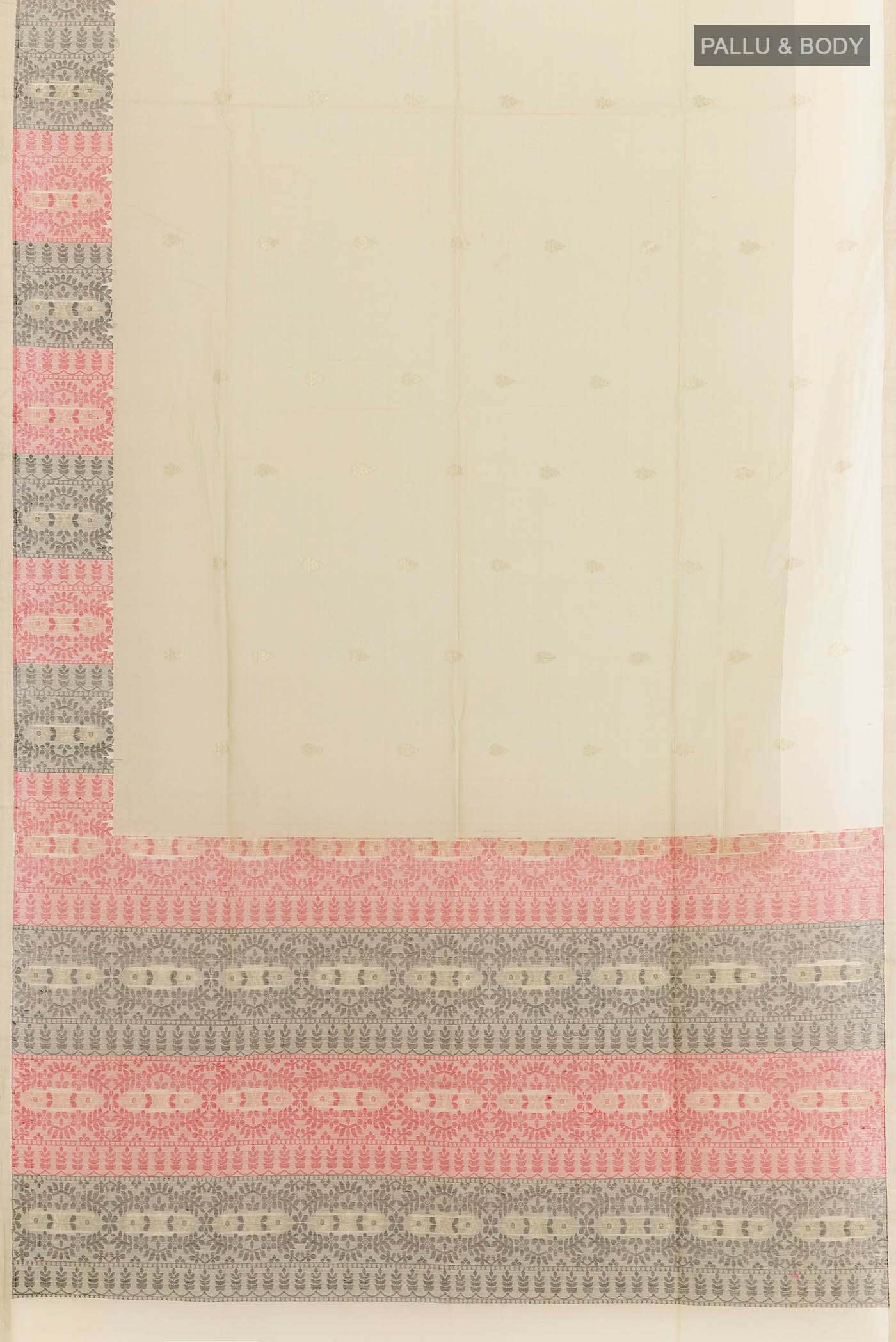 Off White Kora Cotton Saree