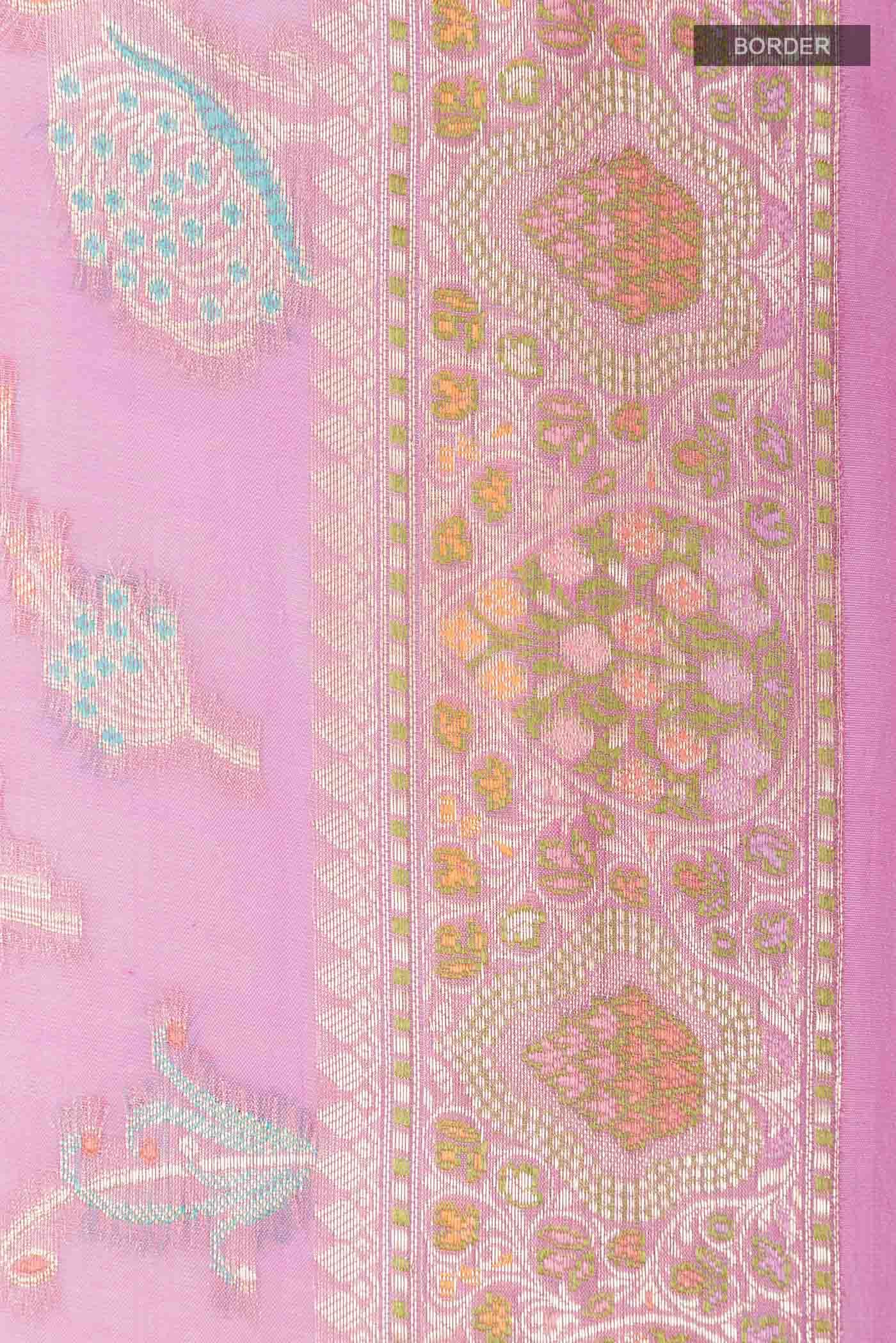 Pink Banarasi Tussar Silk Saree