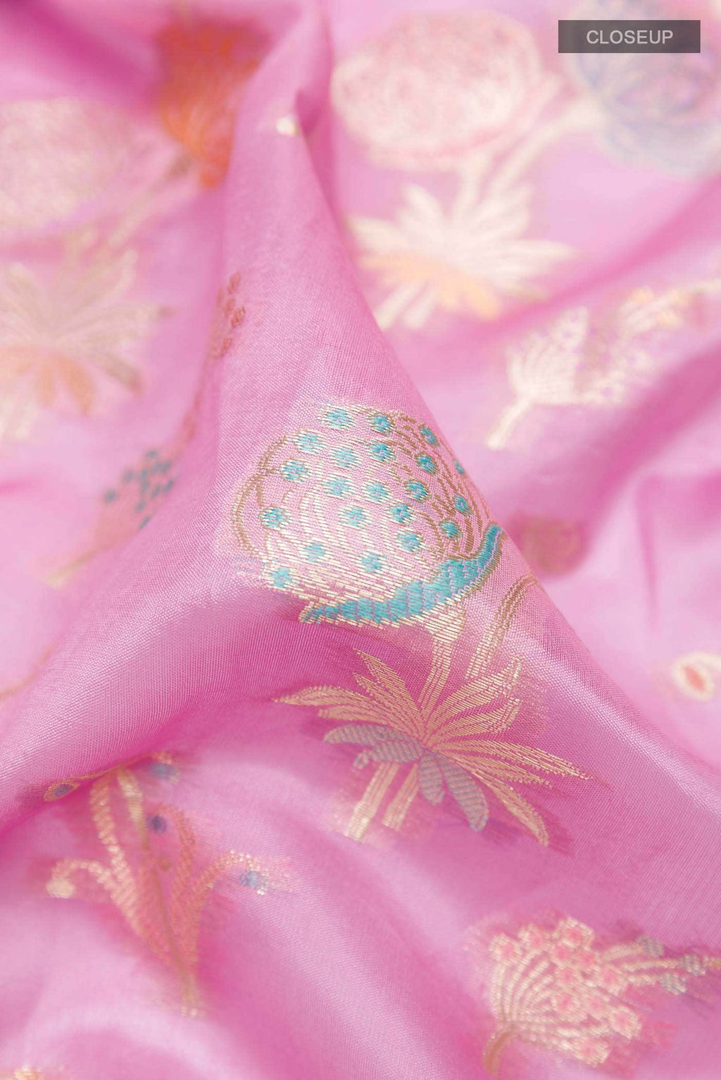 Pink Banarasi Tussar Silk Saree