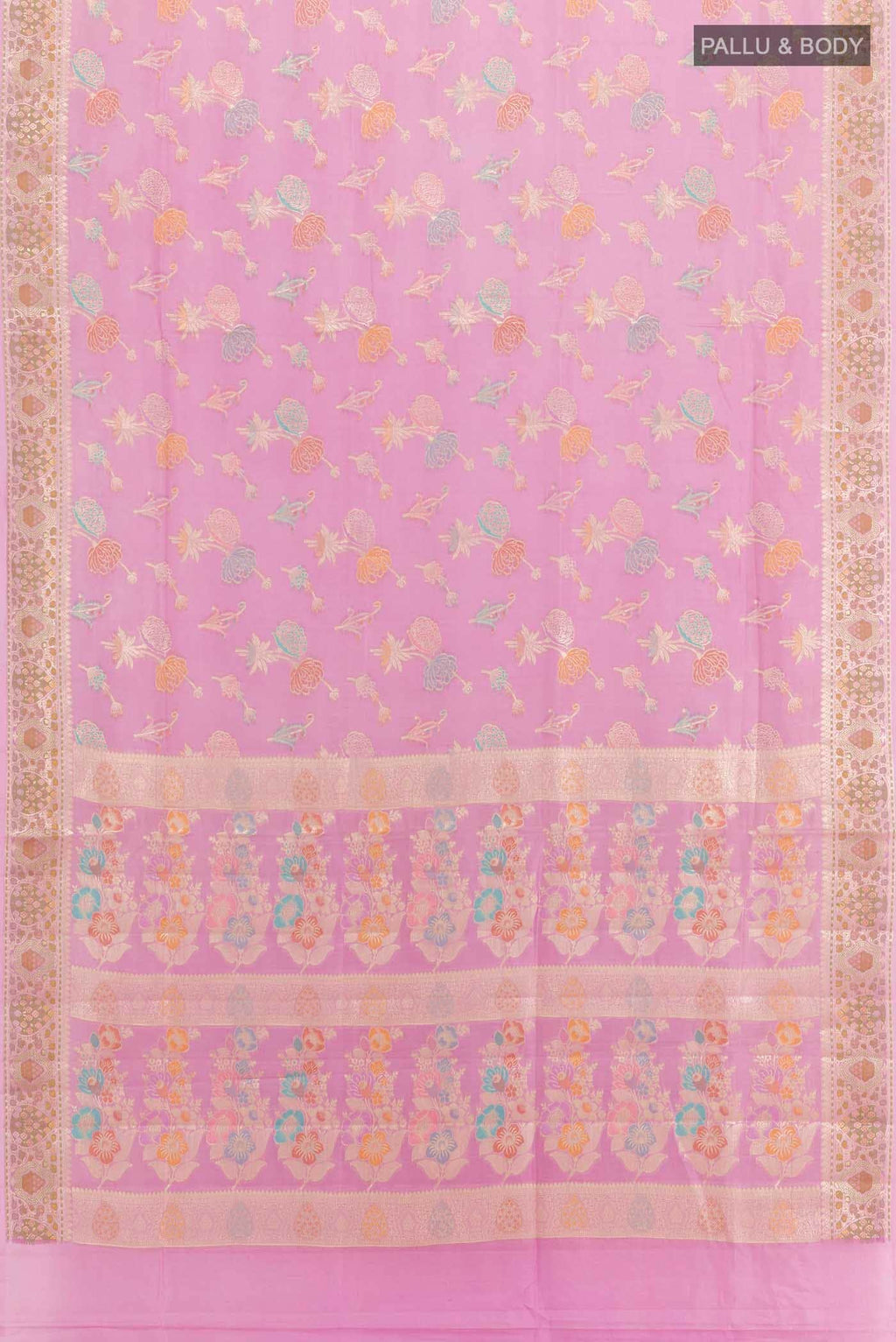 Pink Banarasi Tussar Silk Saree