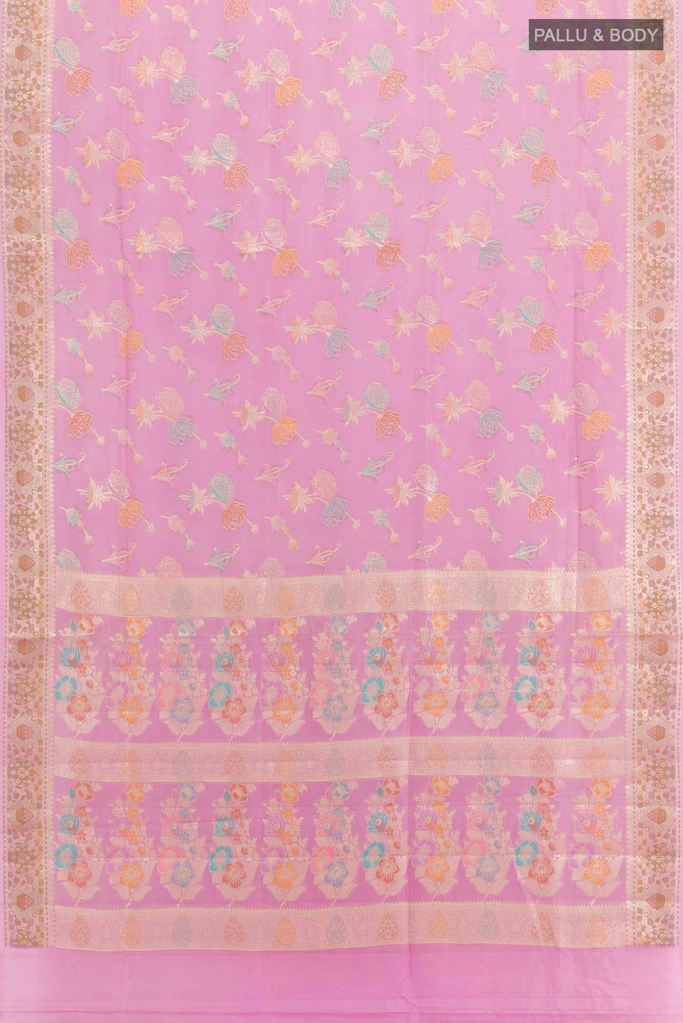 Pink Banarasi Tussar Silk Saree