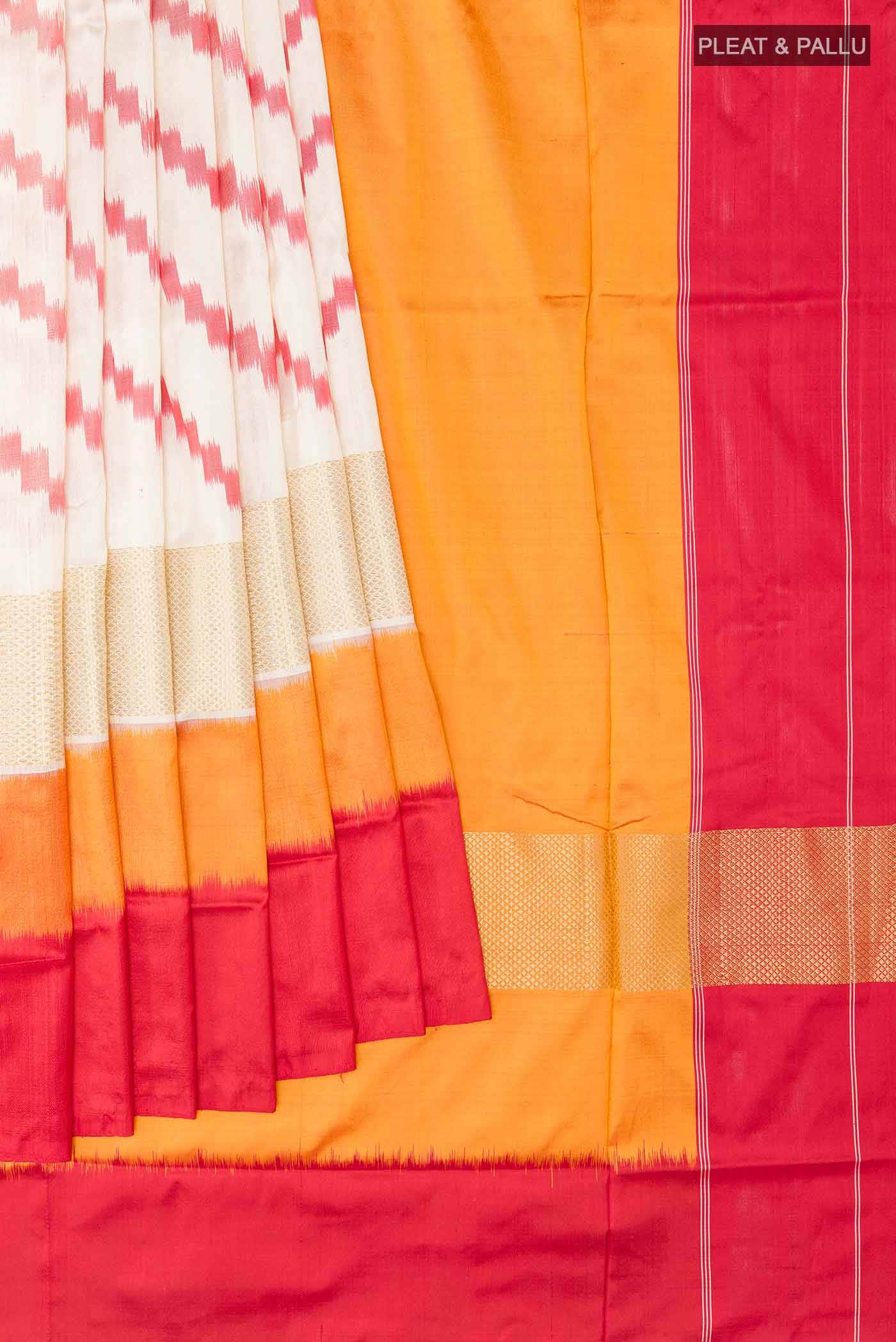 Off White Pochampally Silk Saree