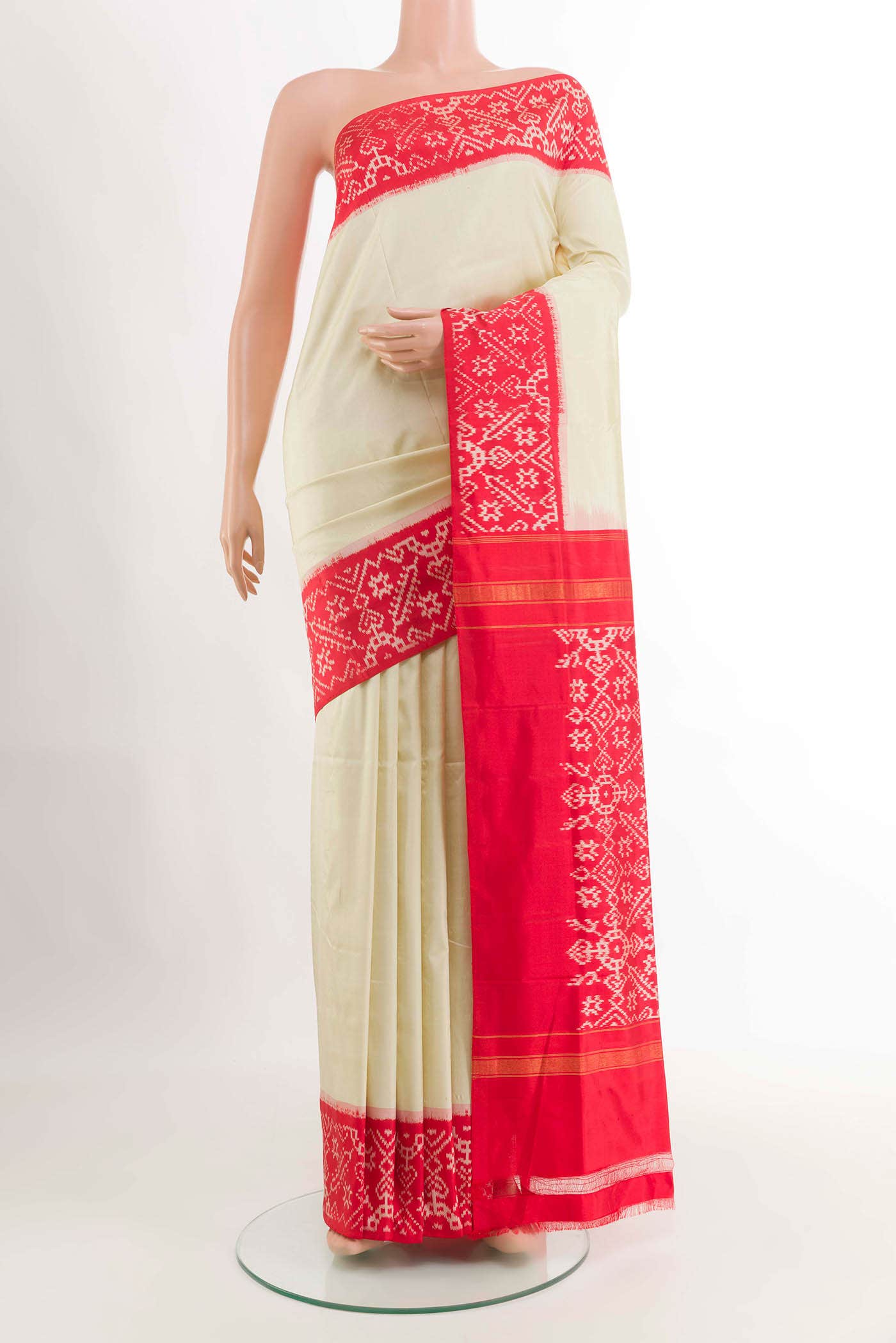 Off White Pochampally Silk Saree