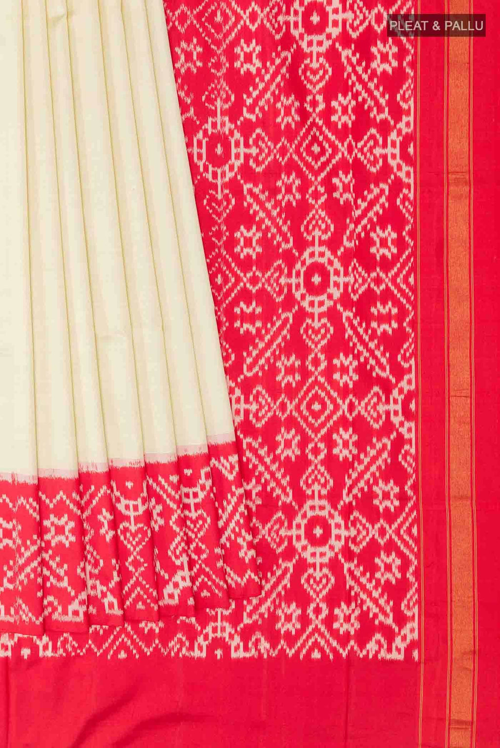 Off White Pochampally Silk Saree