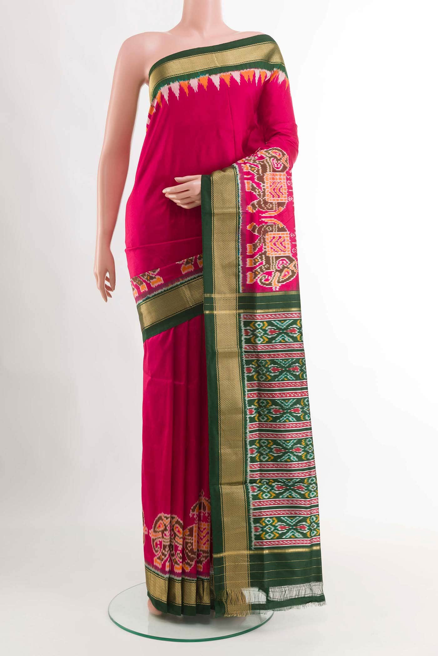 Dark Pink Pochampally Silk Saree