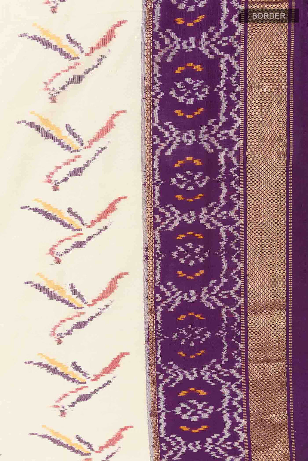 Cream Pochampally Silk Saree