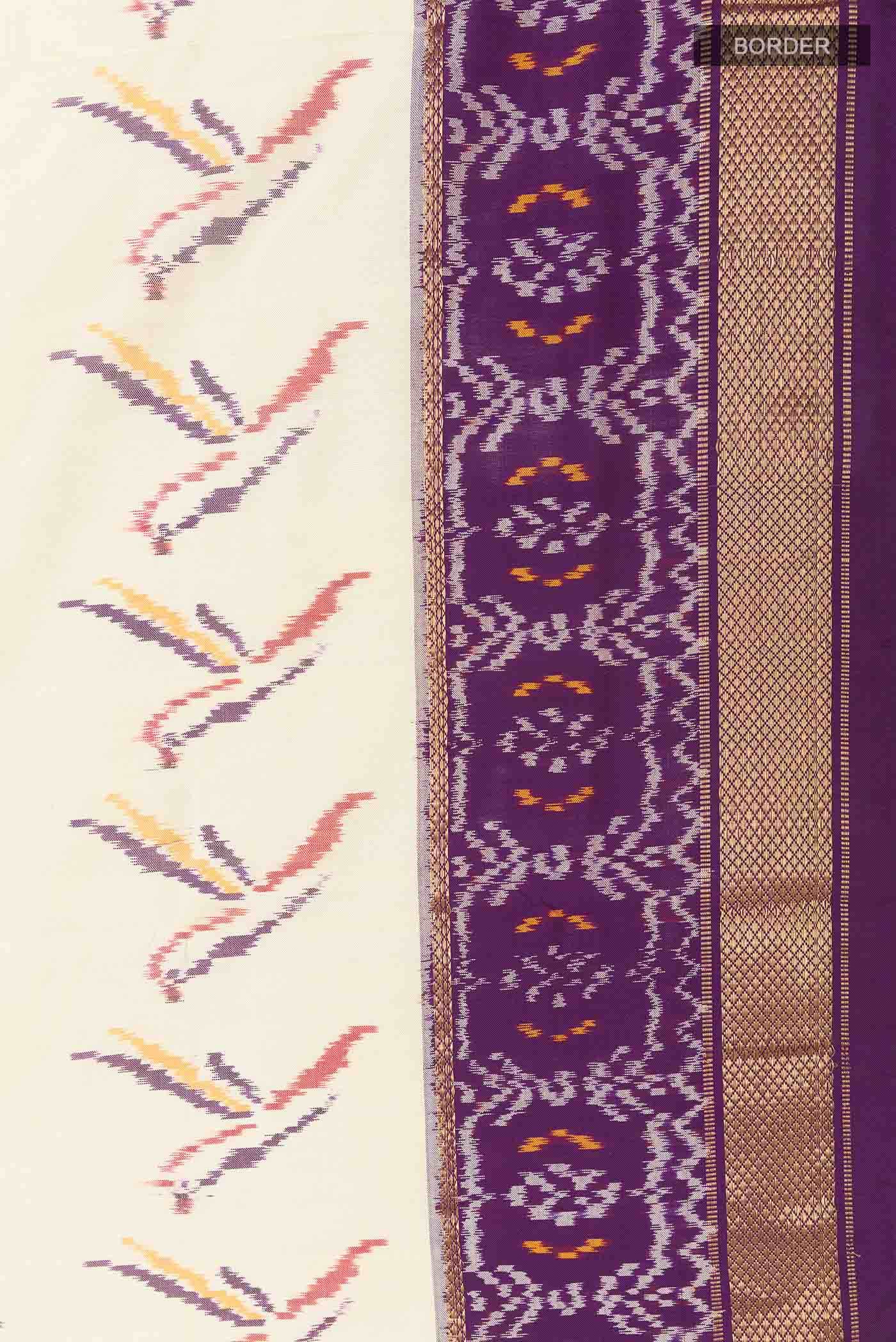 Cream Pochampally Silk Saree