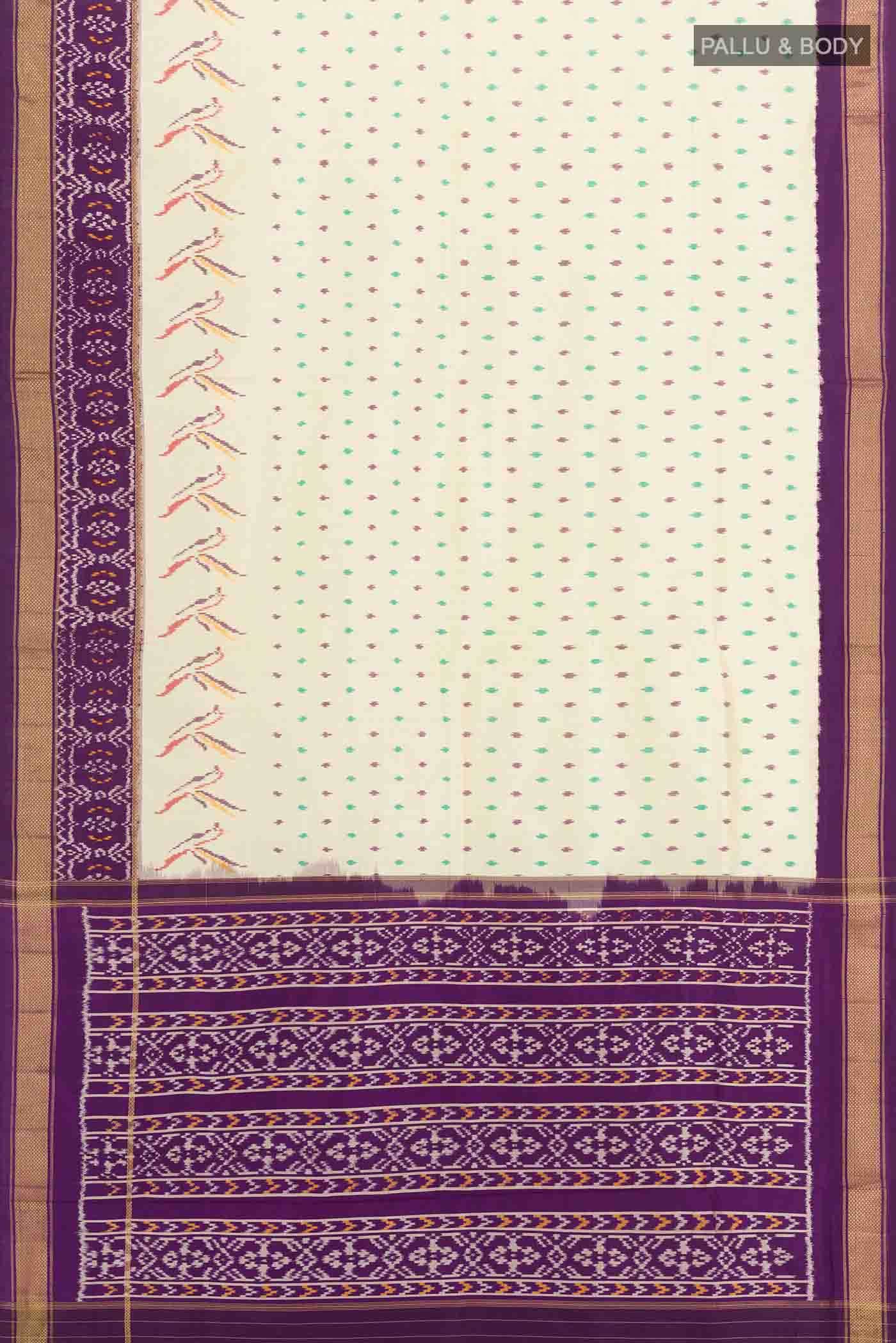 Cream Pochampally Silk Saree