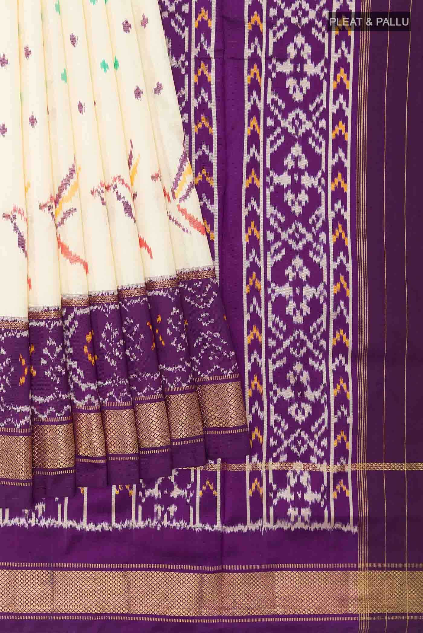 Cream Pochampally Silk Saree
