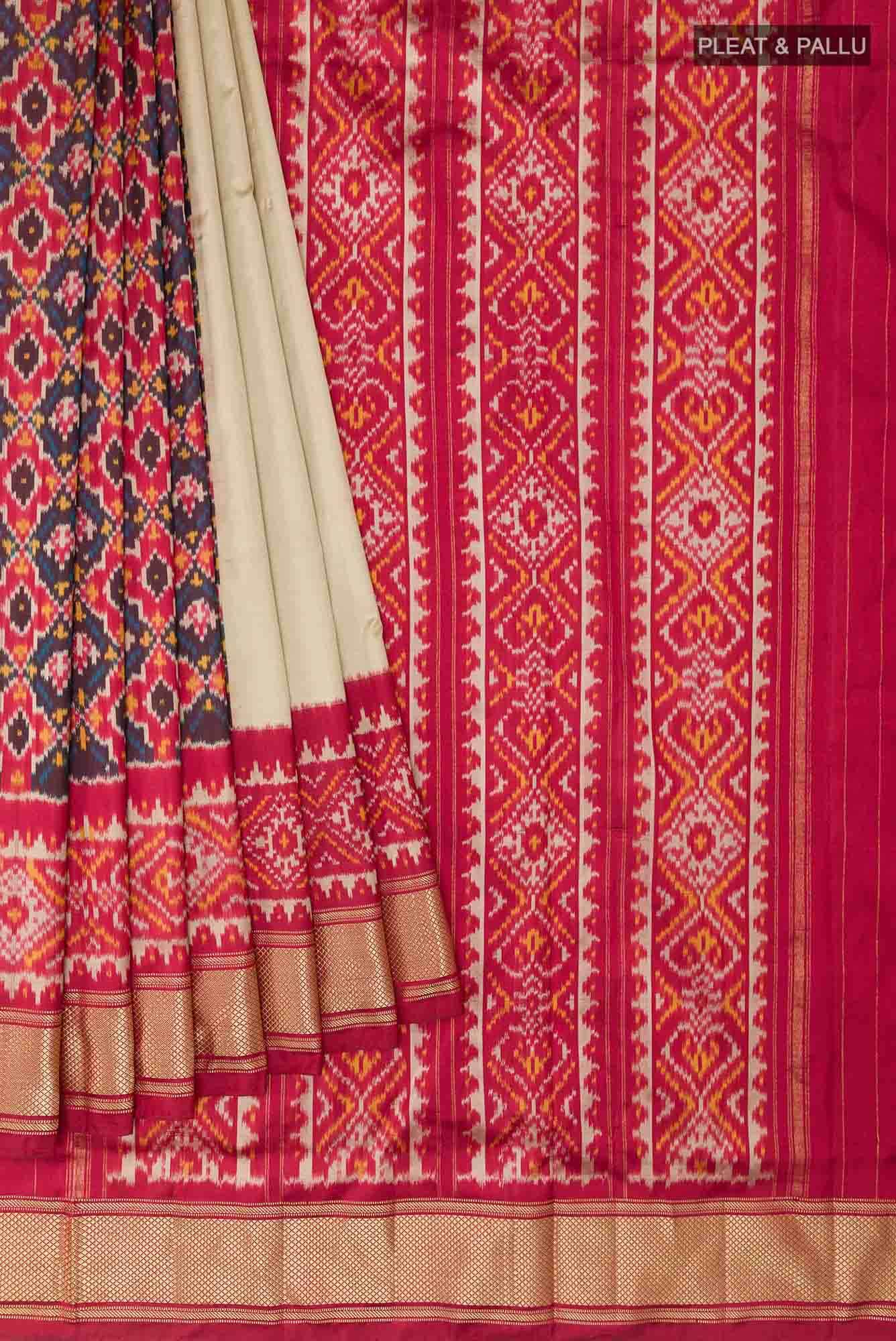 Beige Pochampally Silk Saree