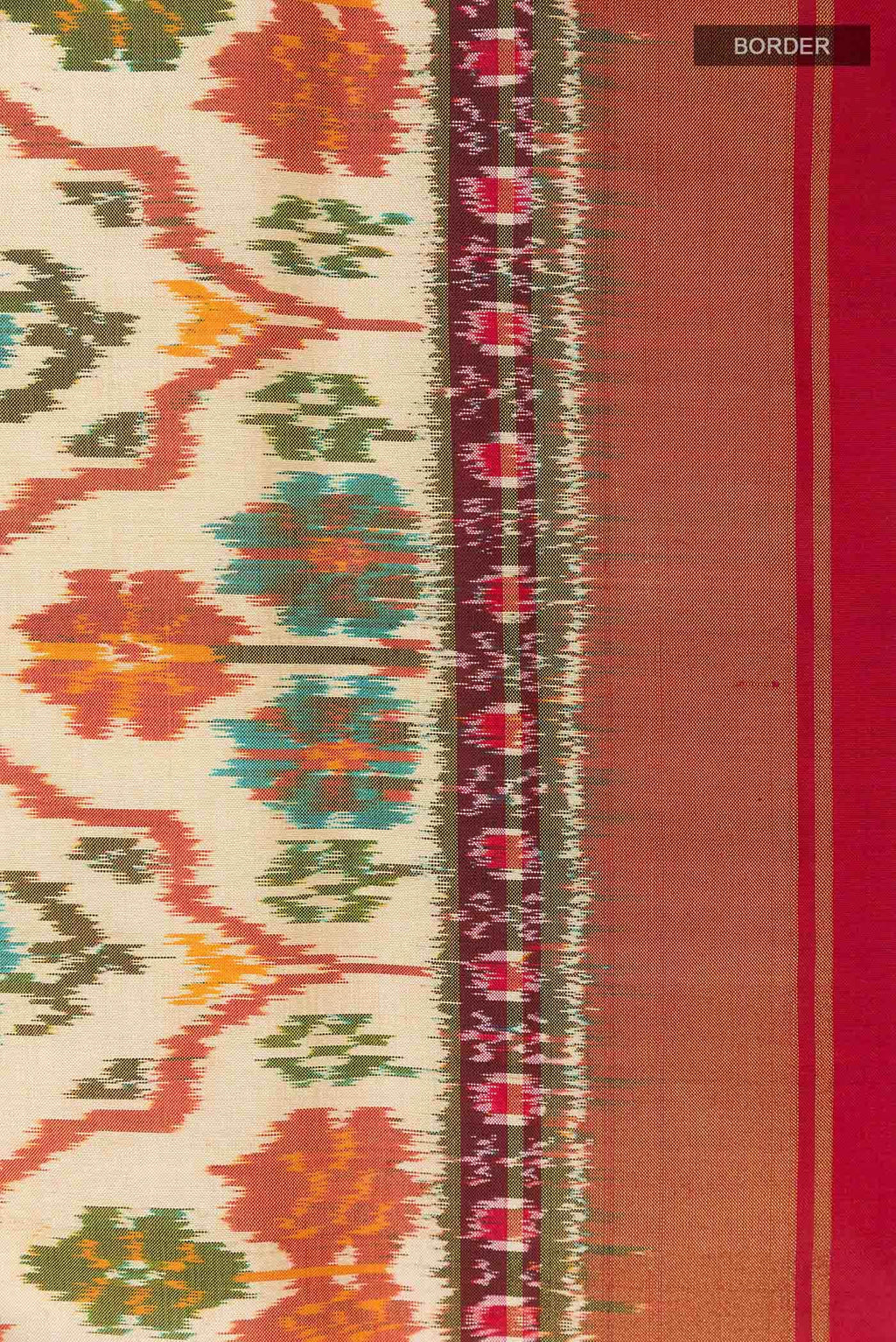 Off White Pochampally Silk Saree