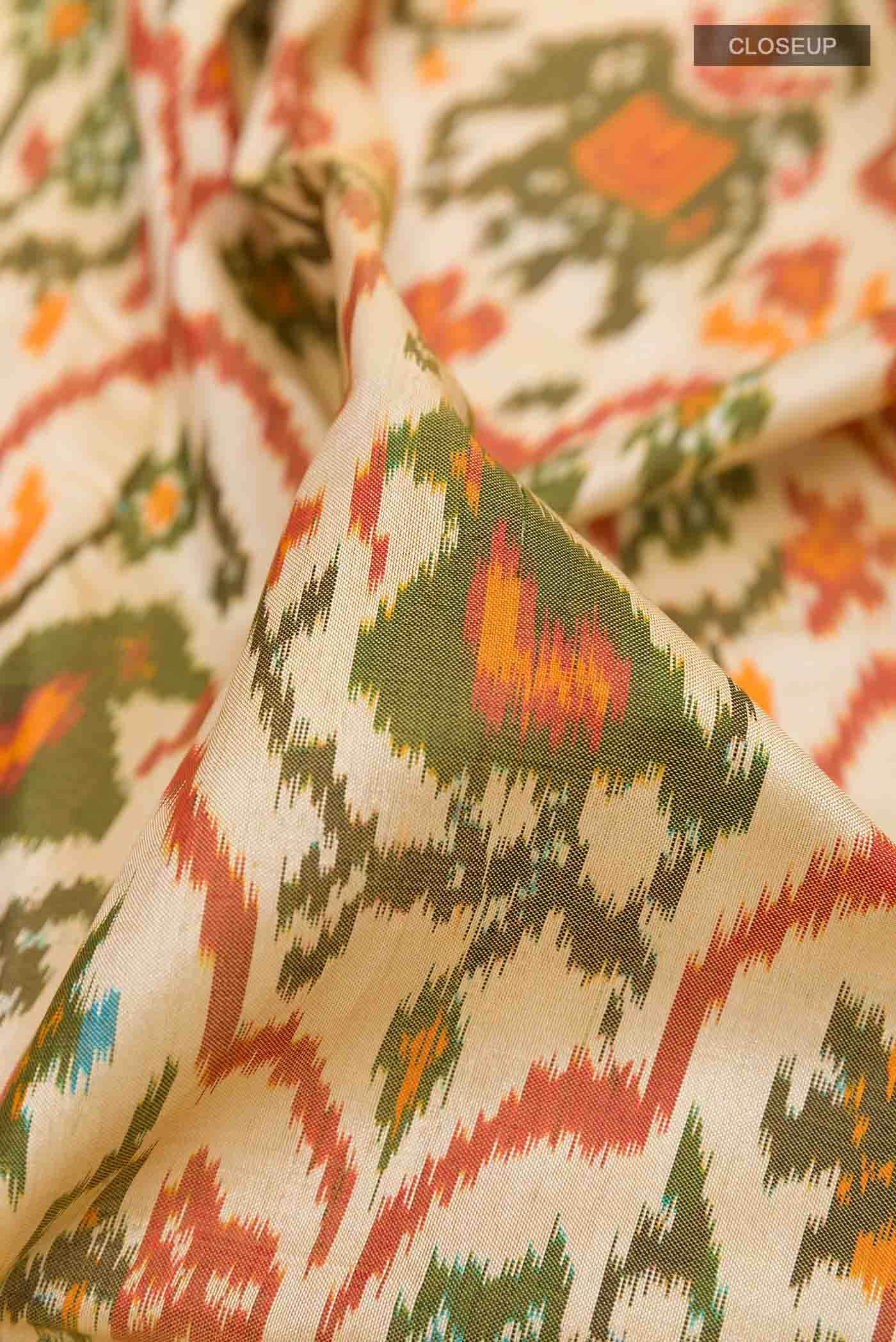 Off White Pochampally Silk Saree