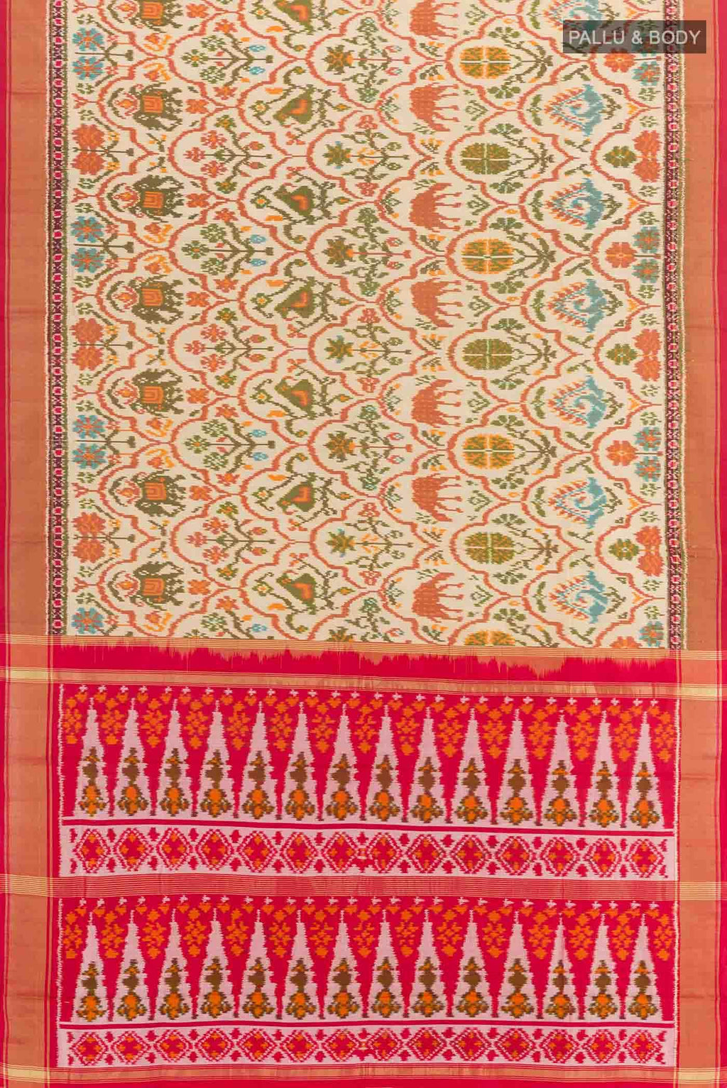 Off White Pochampally Silk Saree