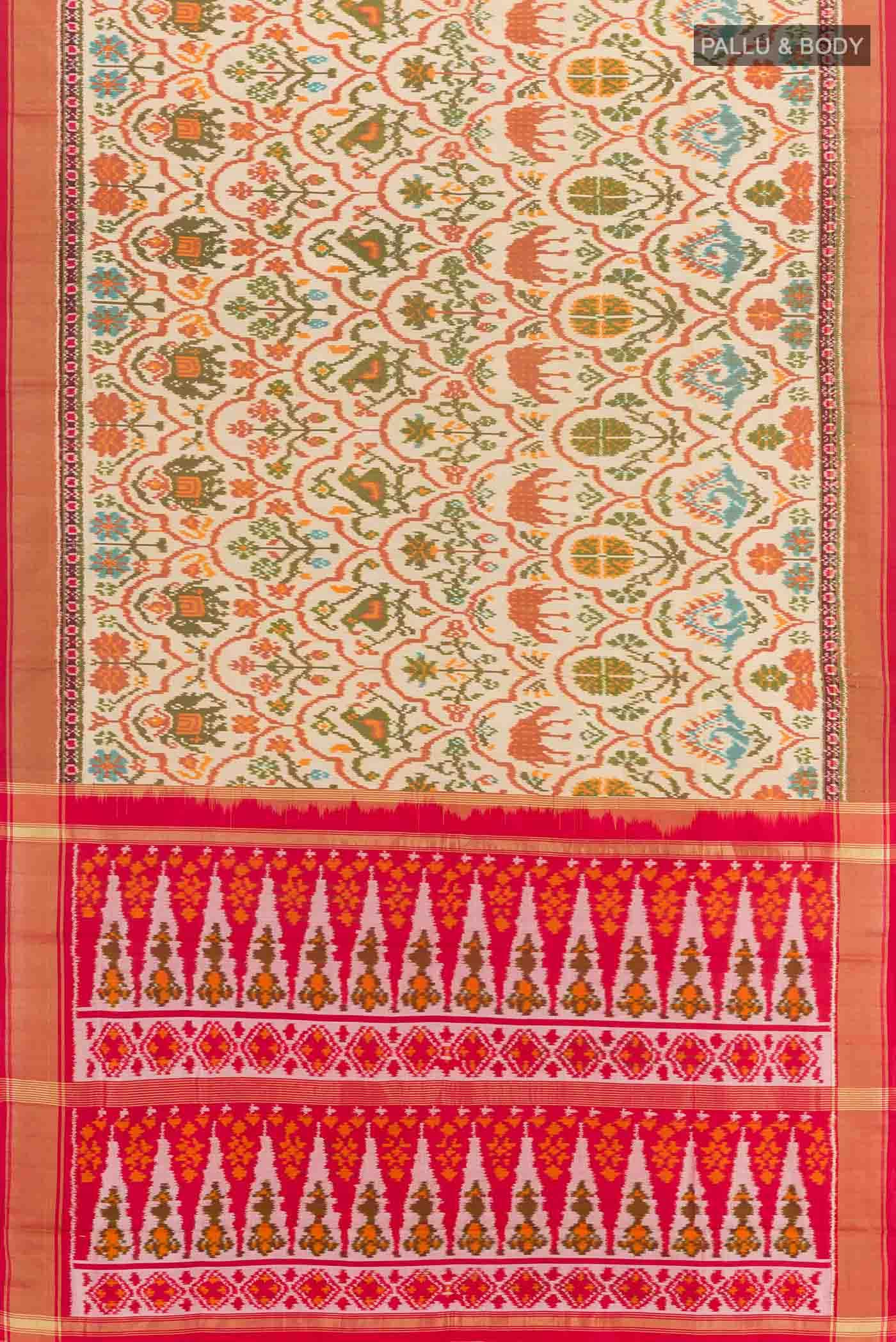 Off White Pochampally Silk Saree