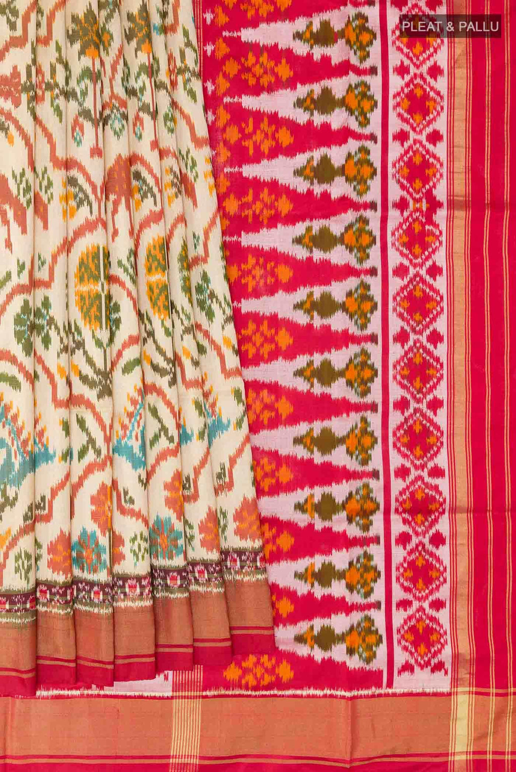 Off White Pochampally Silk Saree