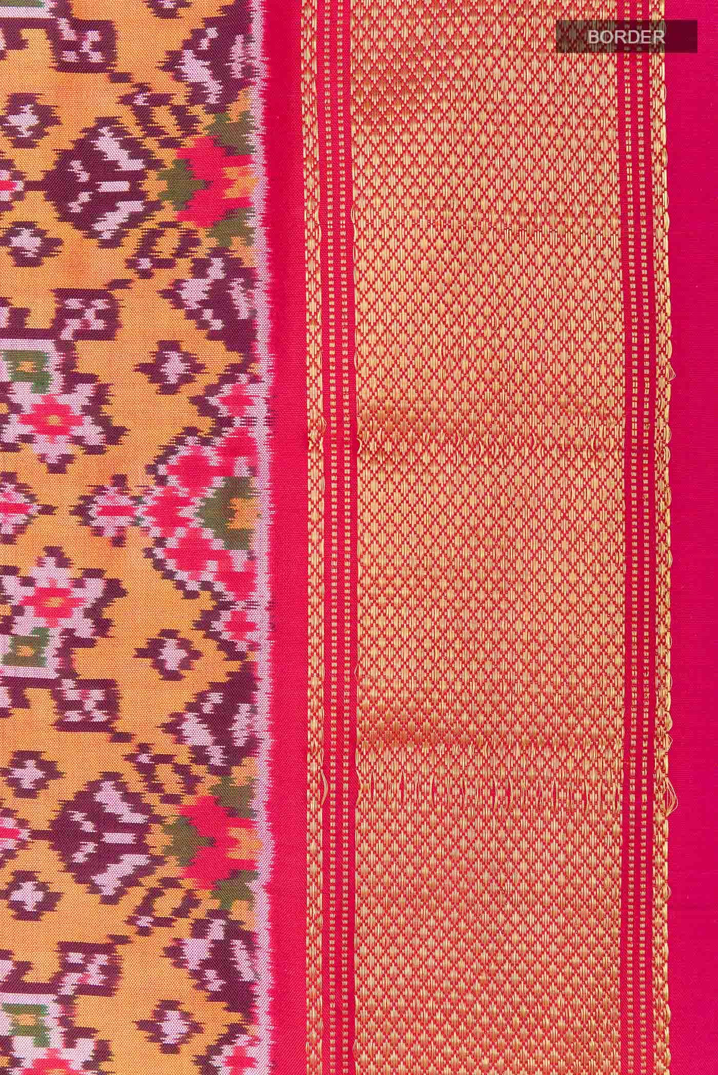 Brick Orange Pochampally Silk Saree