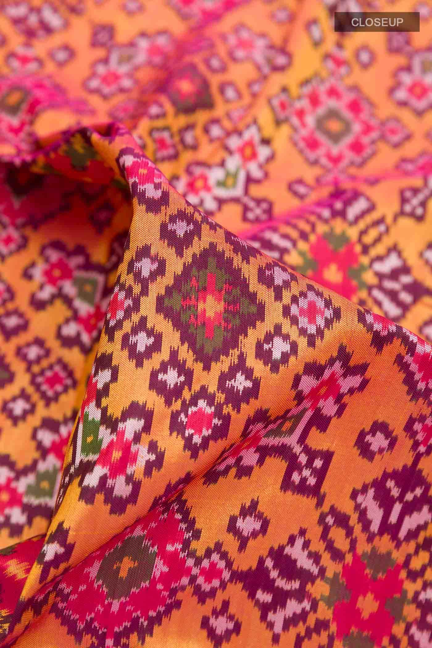 Brick Orange Pochampally Silk Saree