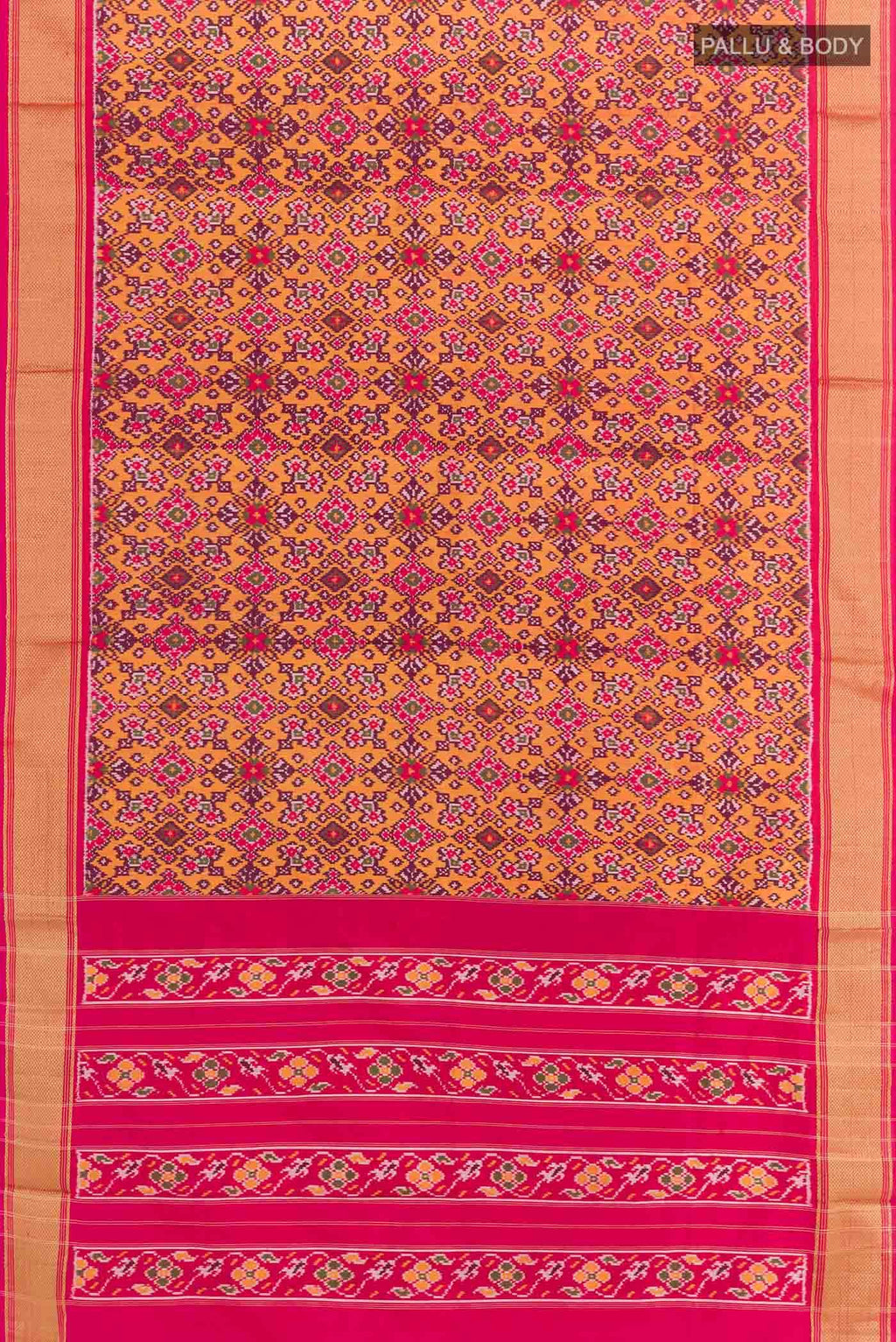 Brick Orange Pochampally Silk Saree