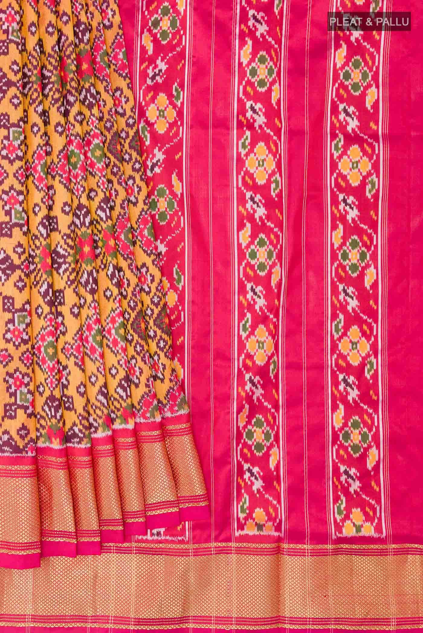 Brick Orange Pochampally Silk Saree