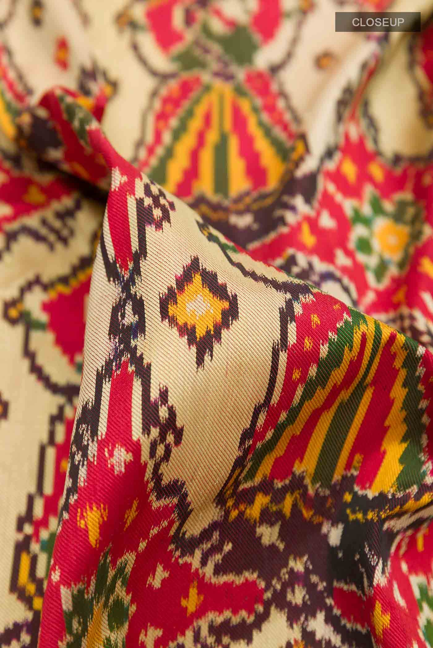 Beige Pochampally Silk Saree