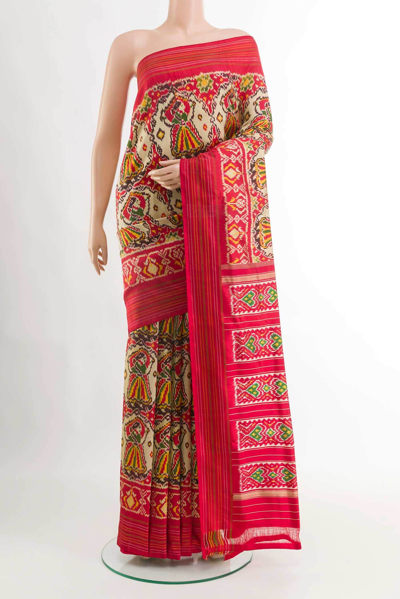 Beige Pochampally Silk Saree