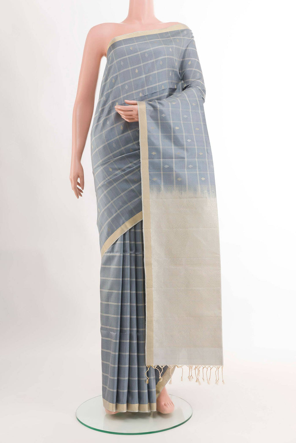 Blue Grey Soft Silk Saree