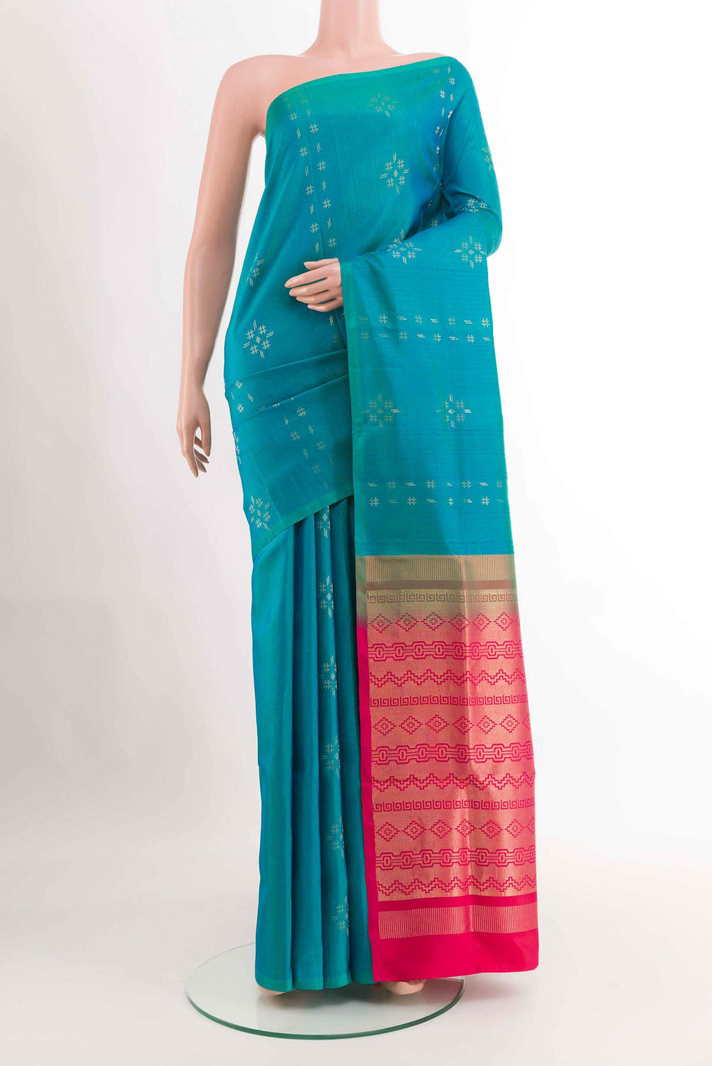 Peacock Blue Soft Silk Saree