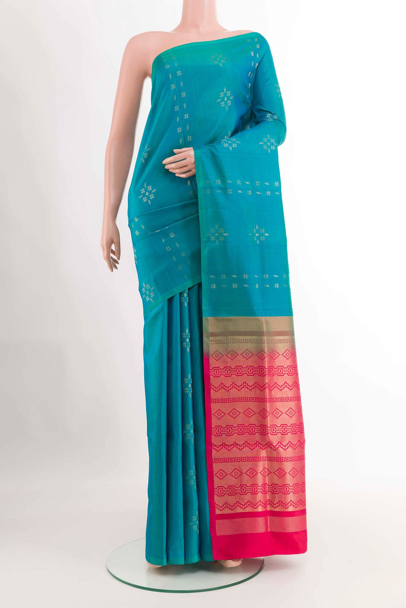 Peacock Blue Soft Silk Saree
