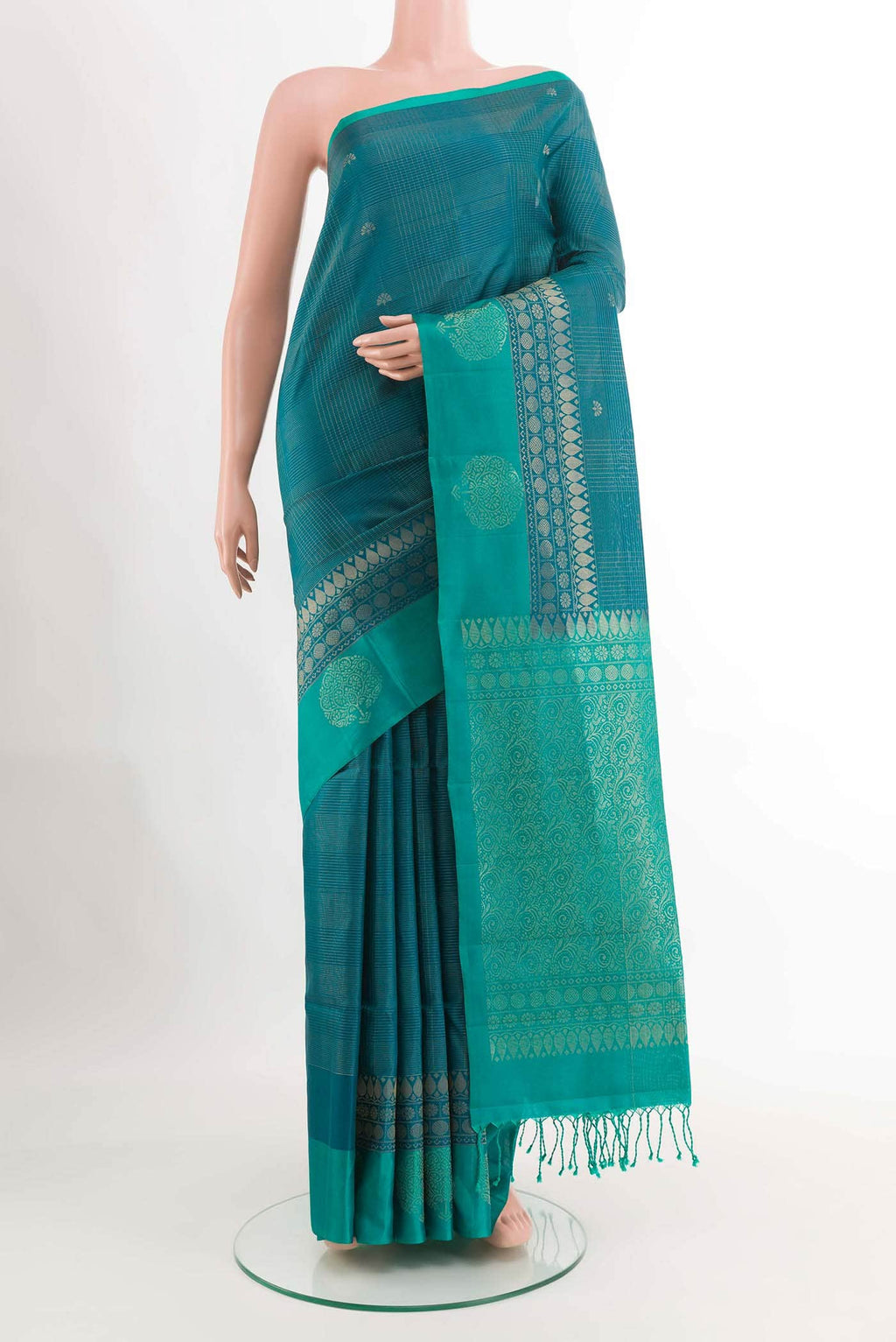 Peacock Blue Soft Silk Saree