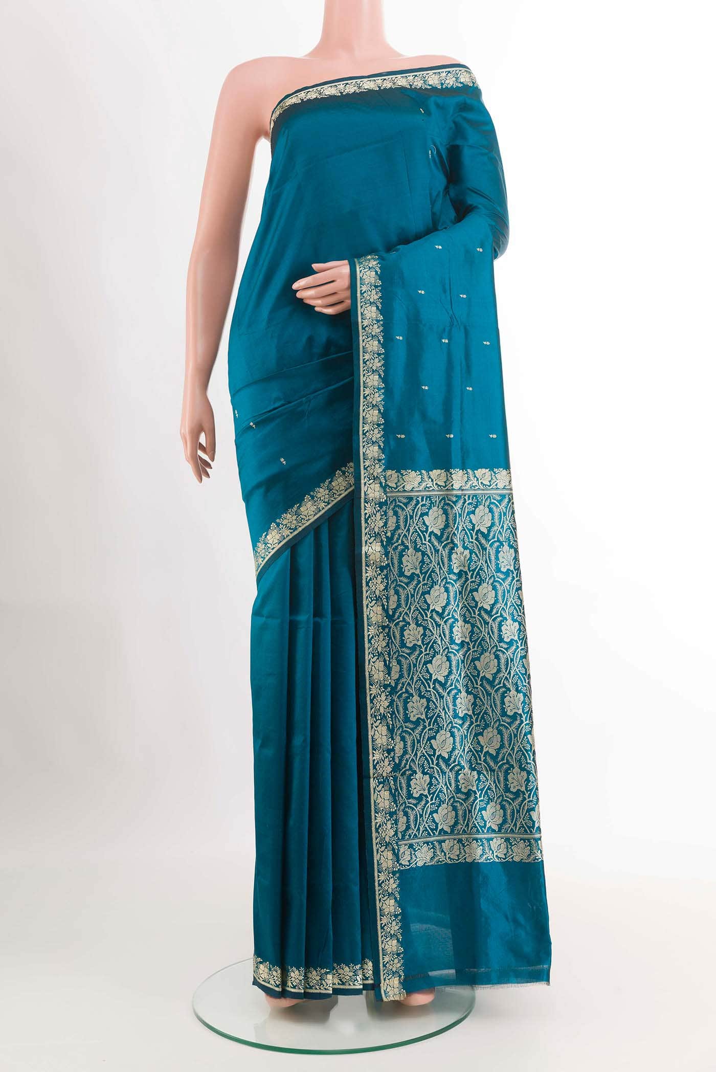 Peacock Blue Banarasi Silk Saree