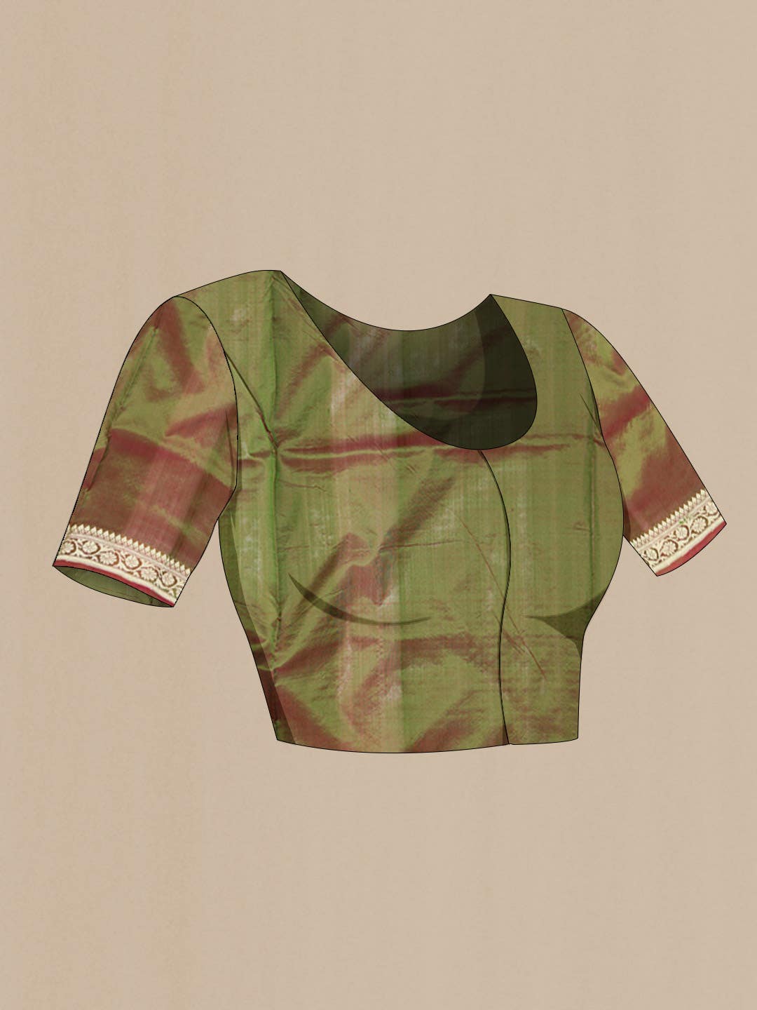 Mehandi Green Dual Tone Banarasi Katan Silk Saree