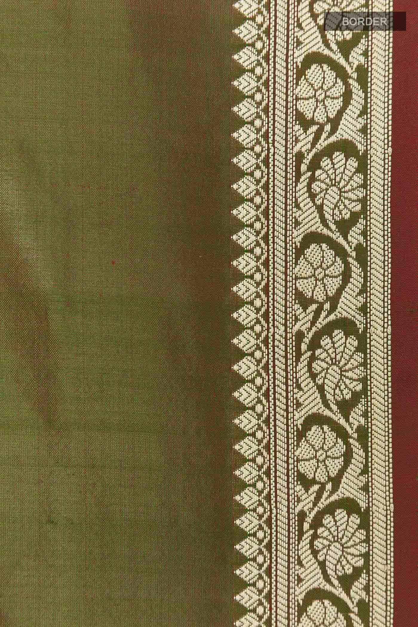 Mehandi Green Dual Tone Banarasi Katan Silk Saree