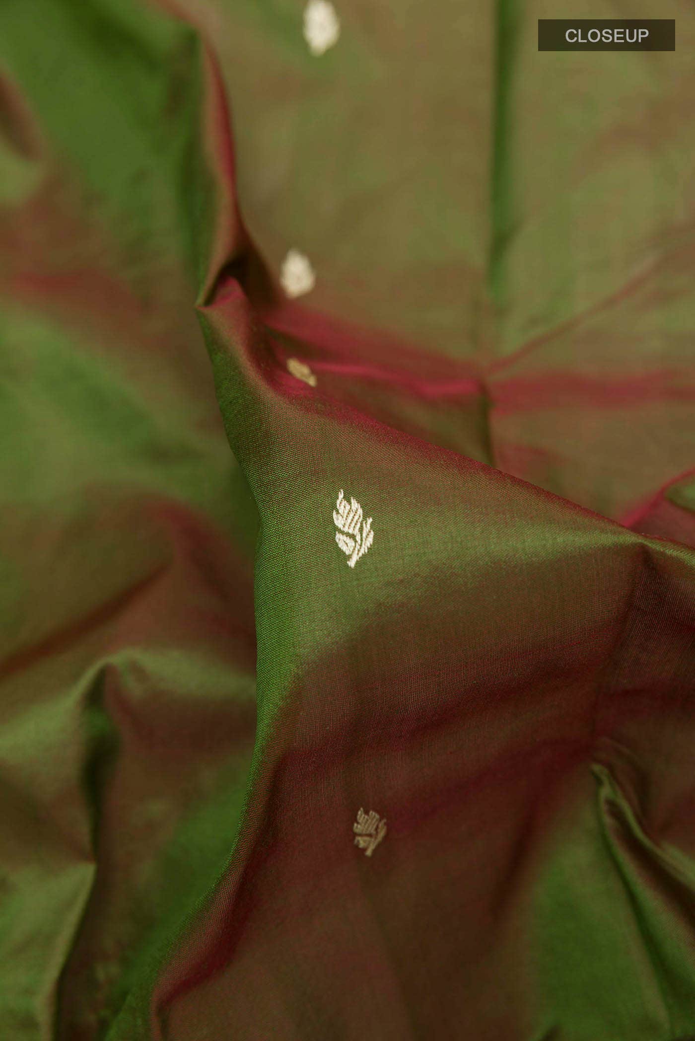 Mehandi Green Dual Tone Banarasi Katan Silk Saree