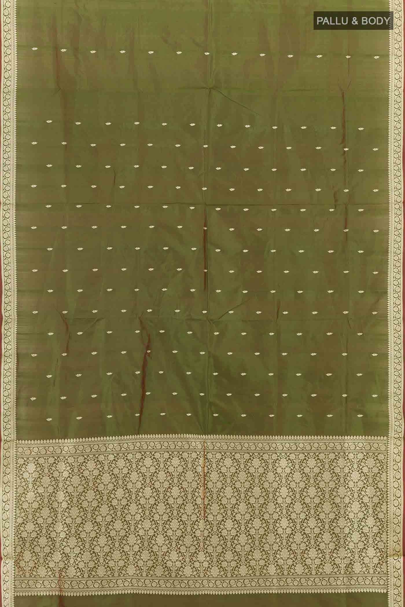 Mehandi Green Dual Tone Banarasi Katan Silk Saree