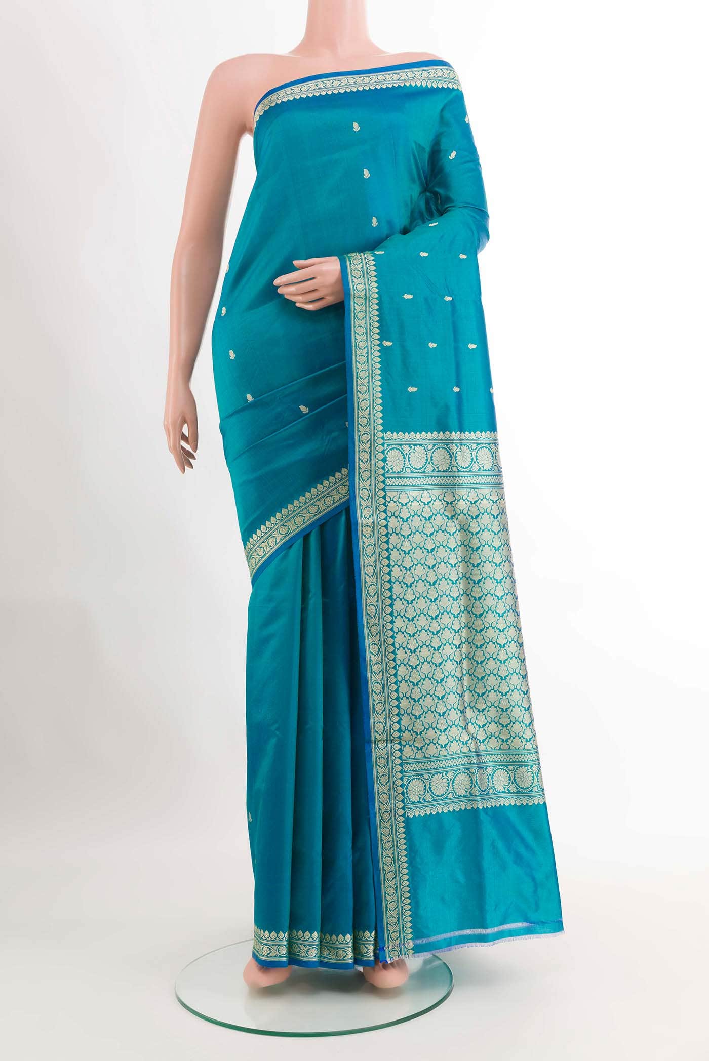 Blue Banarasi Katan Silk Saree