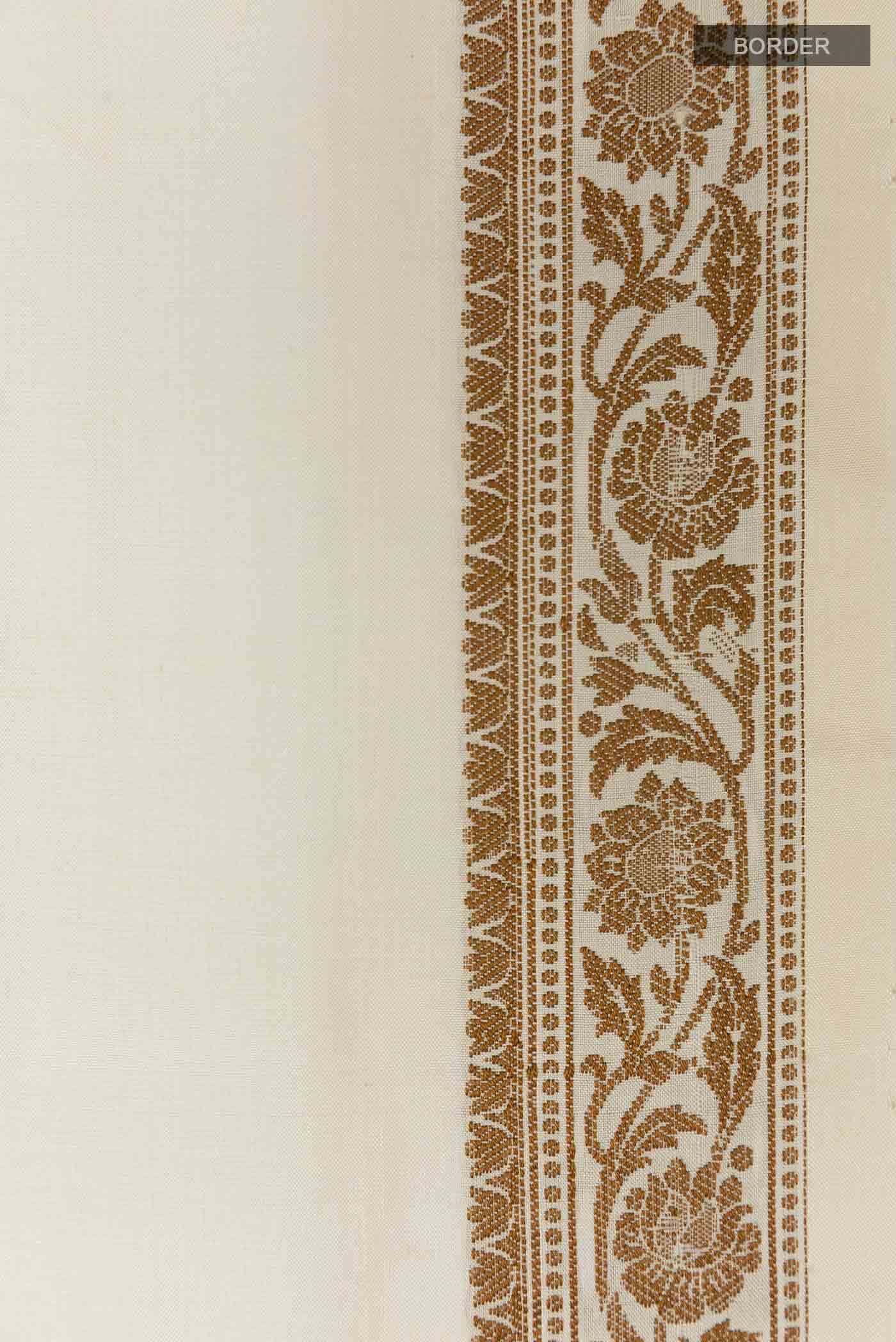 Off White Banarasi Silk Saree