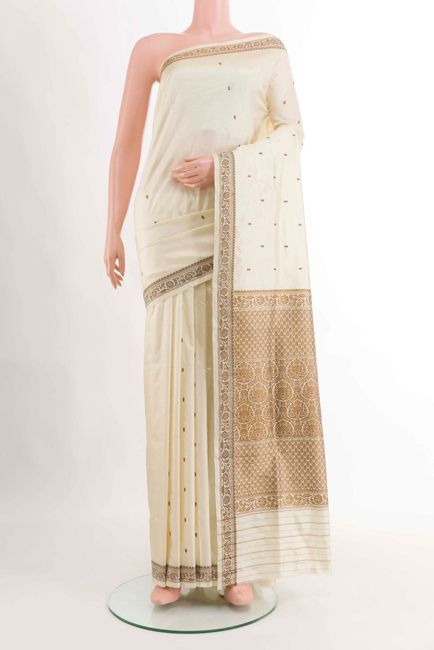 Off White Banarasi Silk Saree