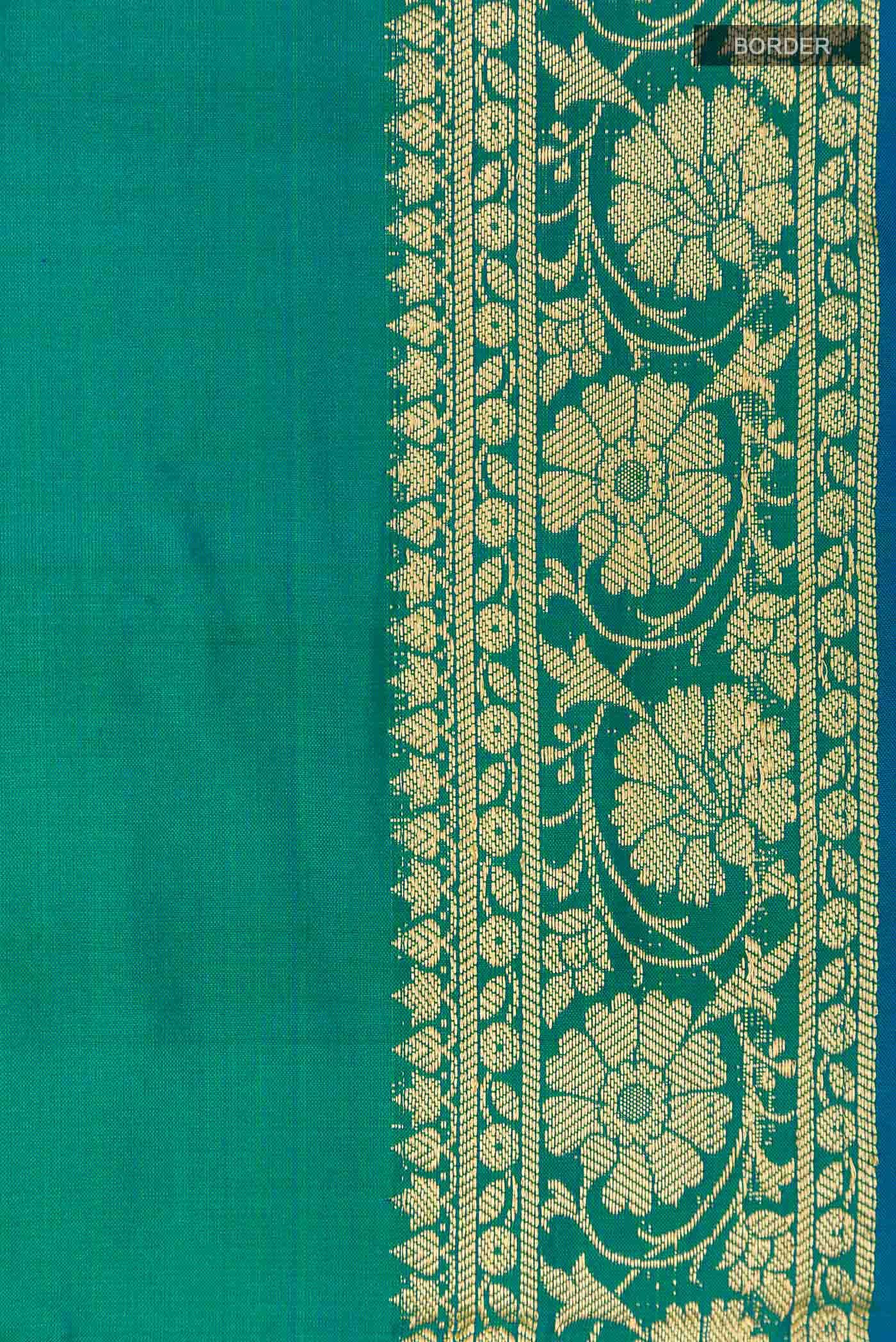 Peacock Blue Dual Tone Banarasi Katan Silk Saree
