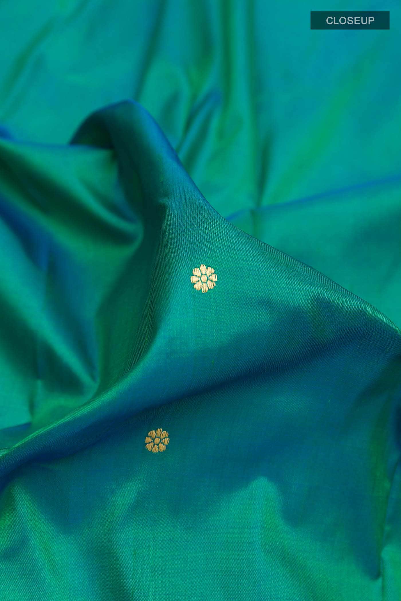 Peacock Blue Dual Tone Banarasi Katan Silk Saree
