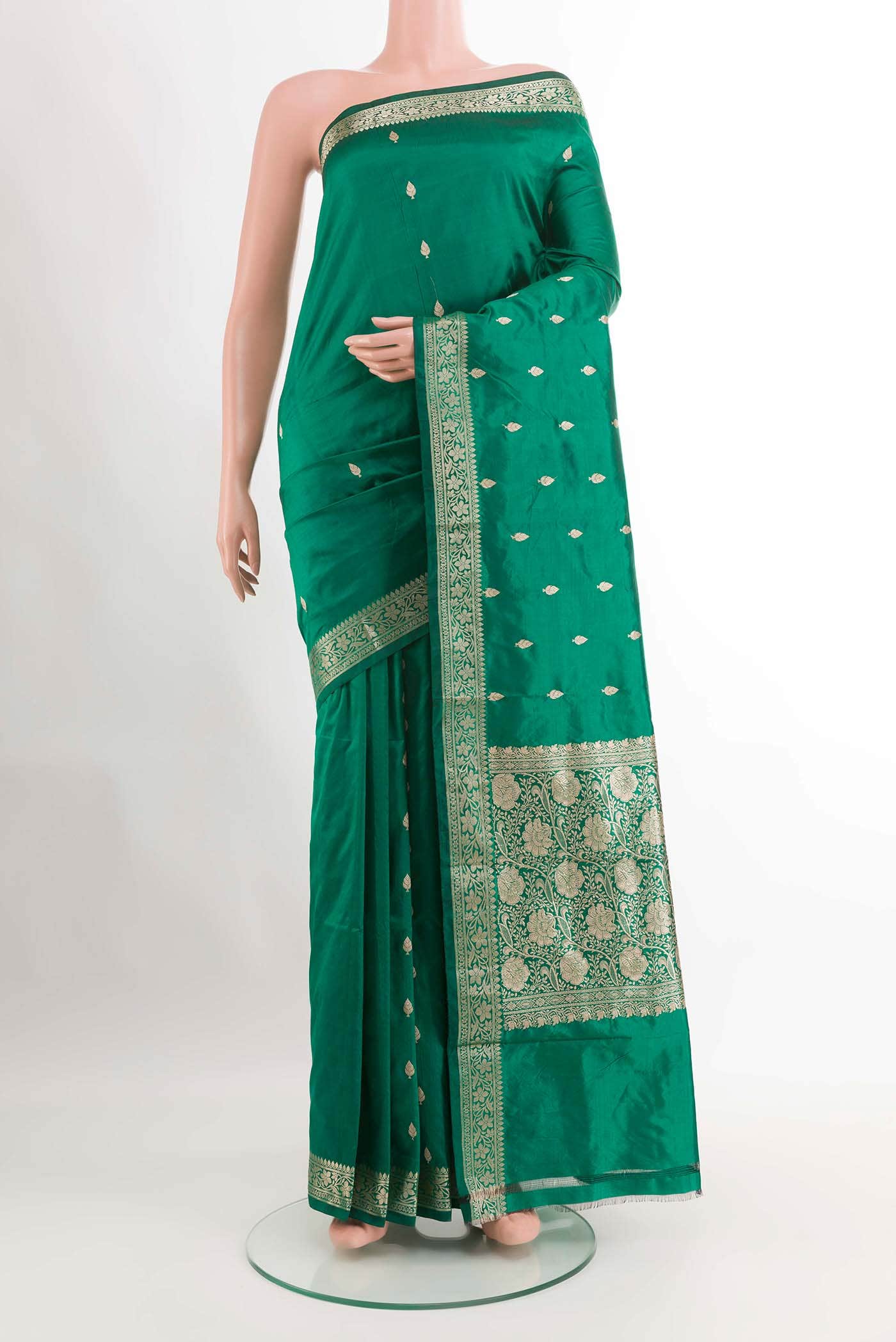 Green Banarasi Katan Silk Saree