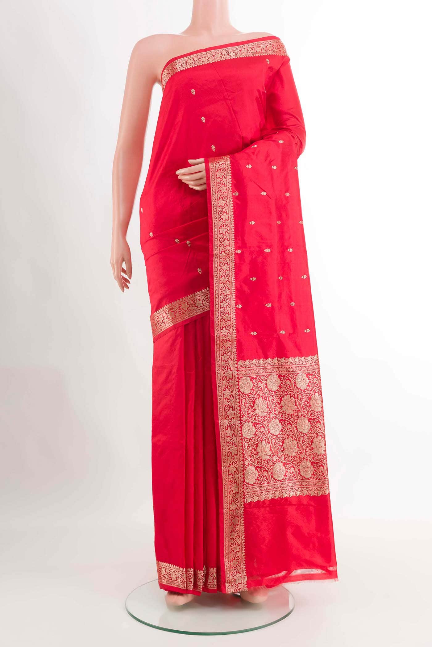 Red Banarasi Katan Silk Saree