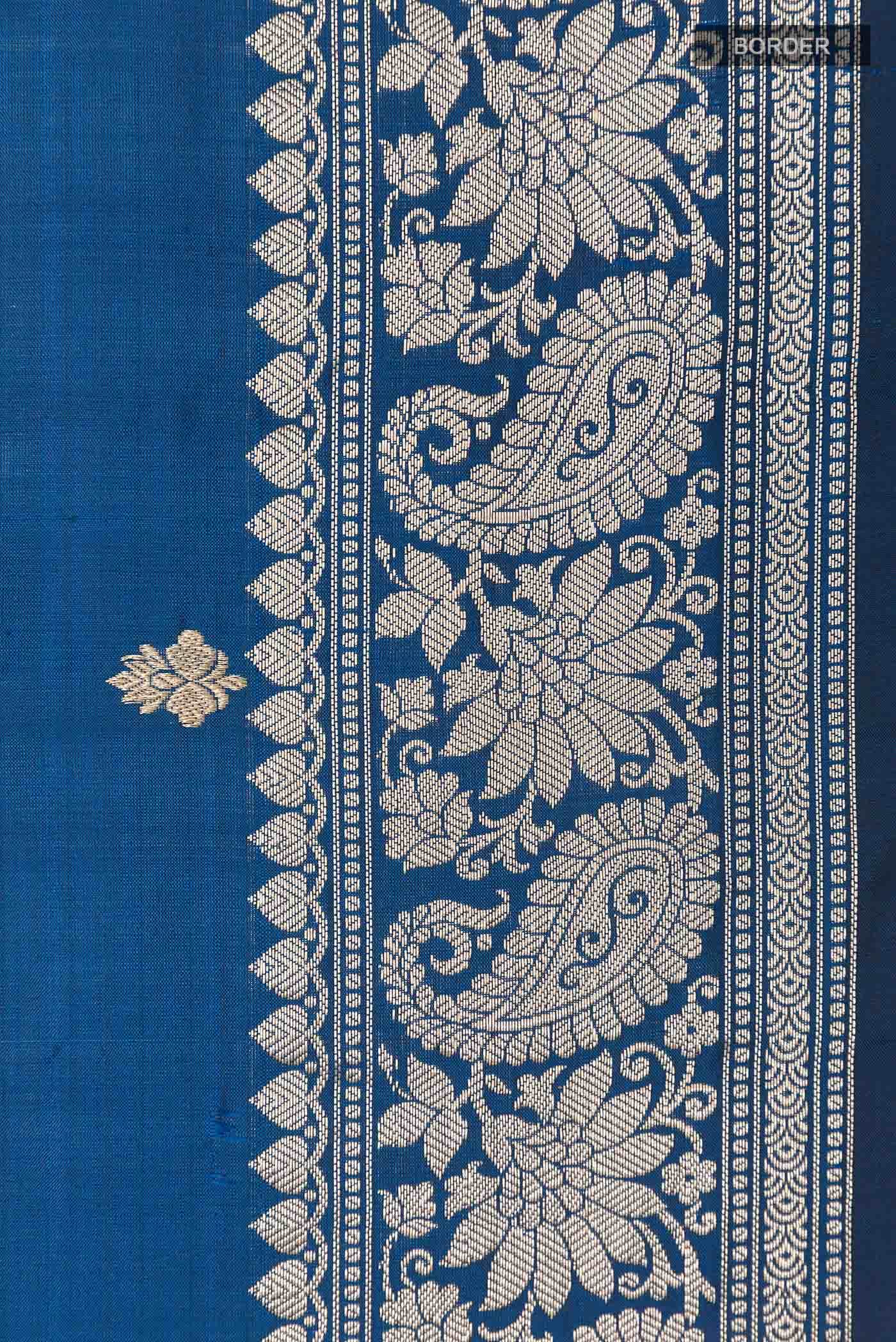 Peacock Blue Banarasi Katan Silk Saree