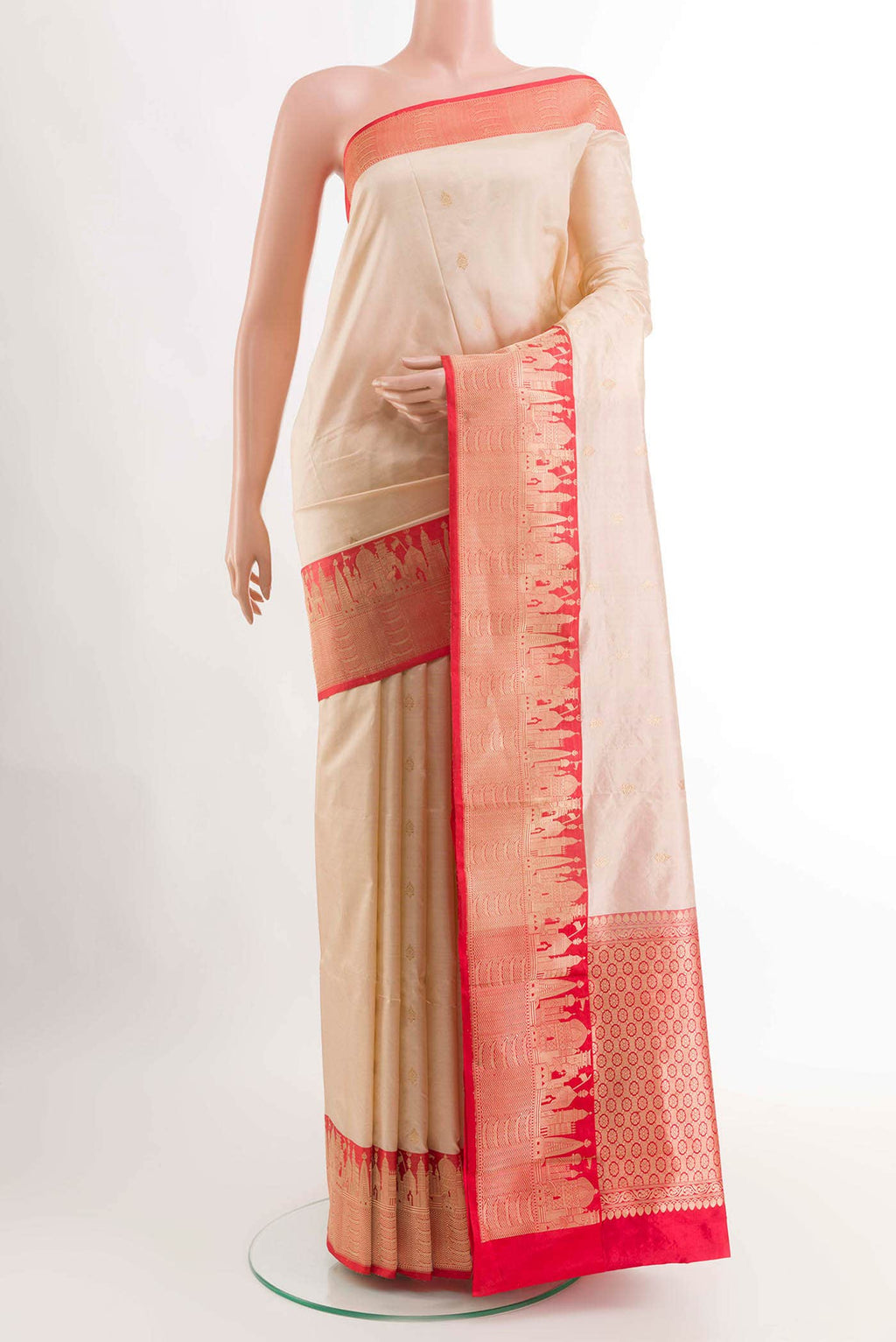 Beige Banarasi Katan Silk Saree