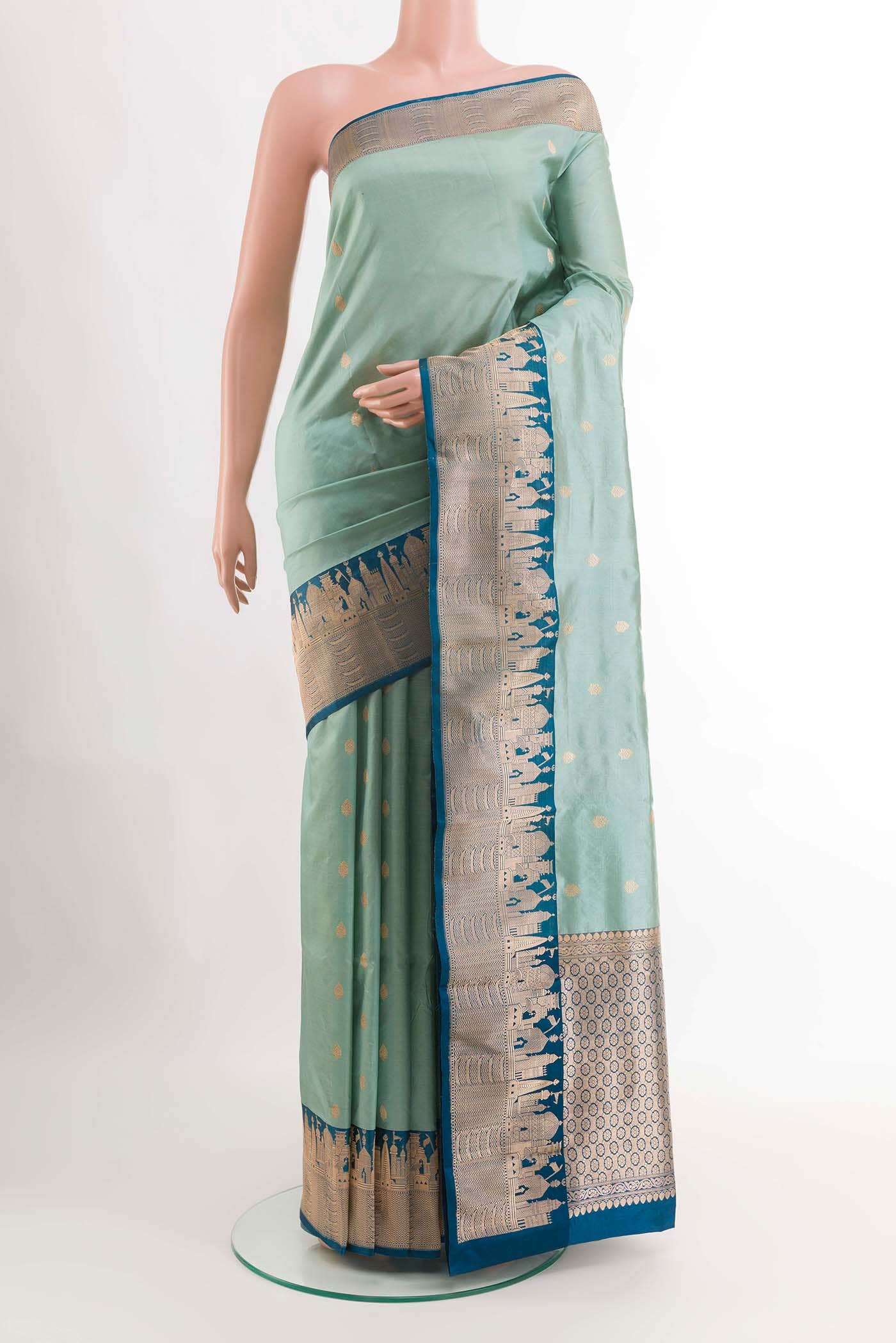 Maya Blue Banarasi Katan Silk Saree