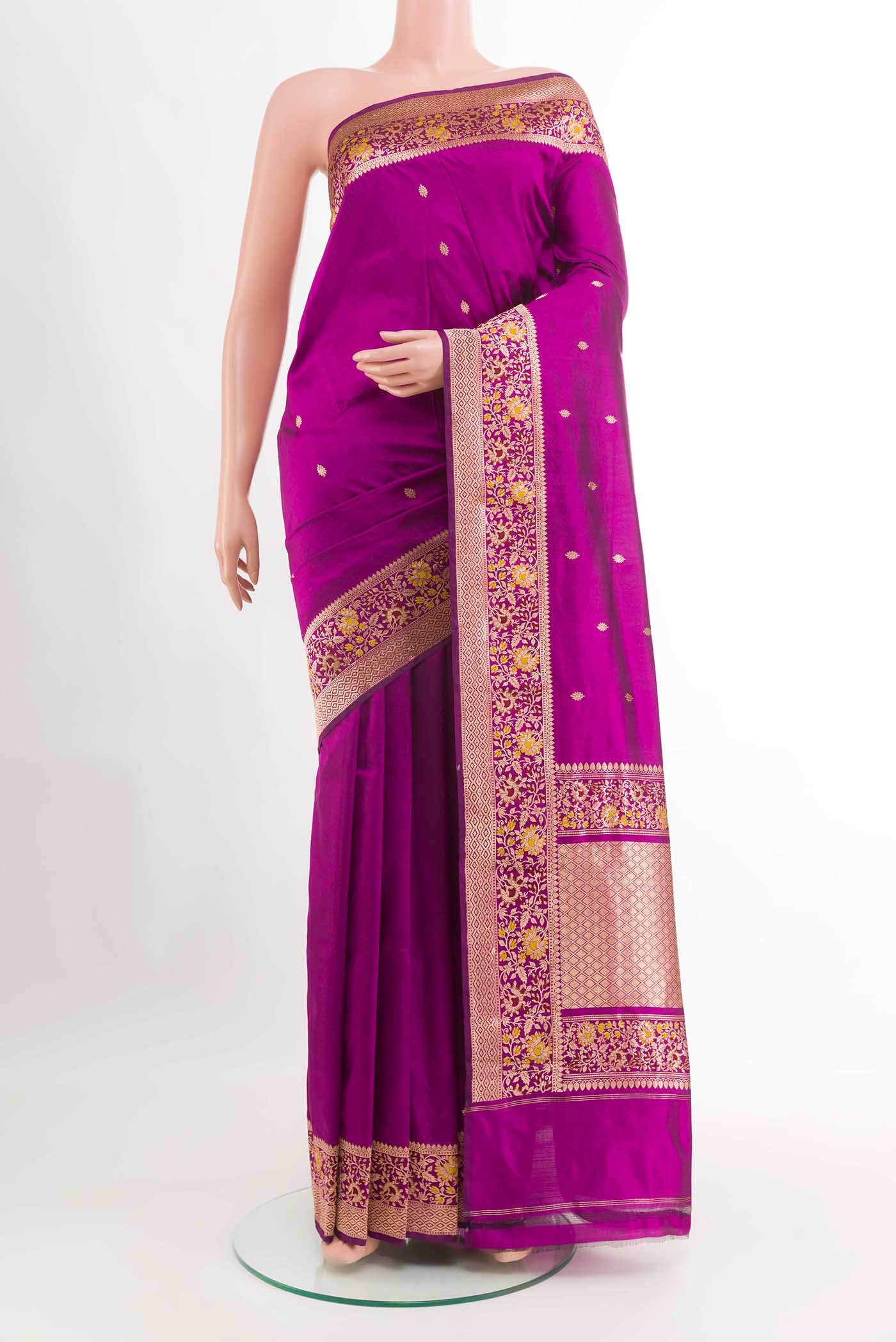 Purple Banarasi Katan Silk Saree