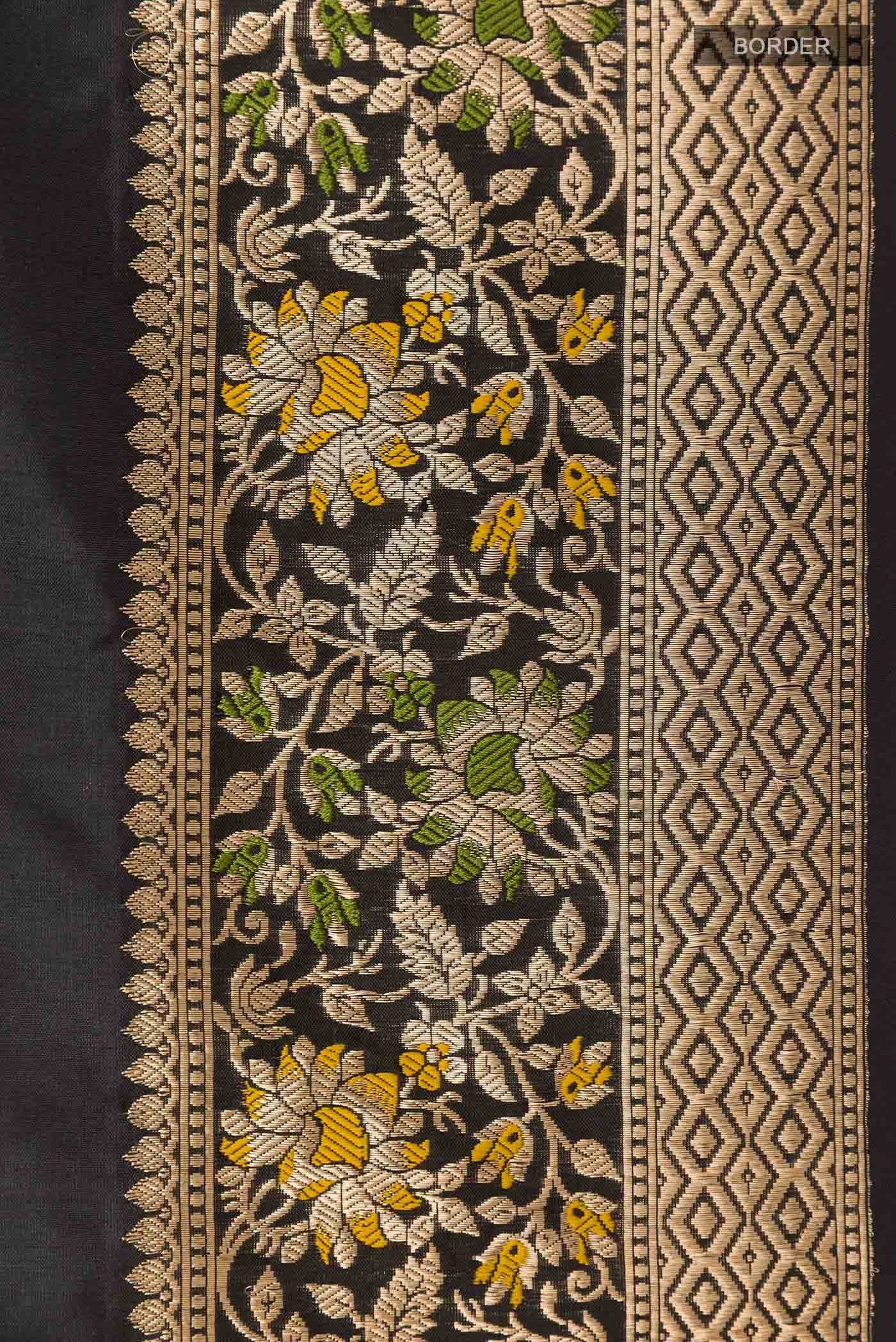 Black Banarasi Katan Silk Saree