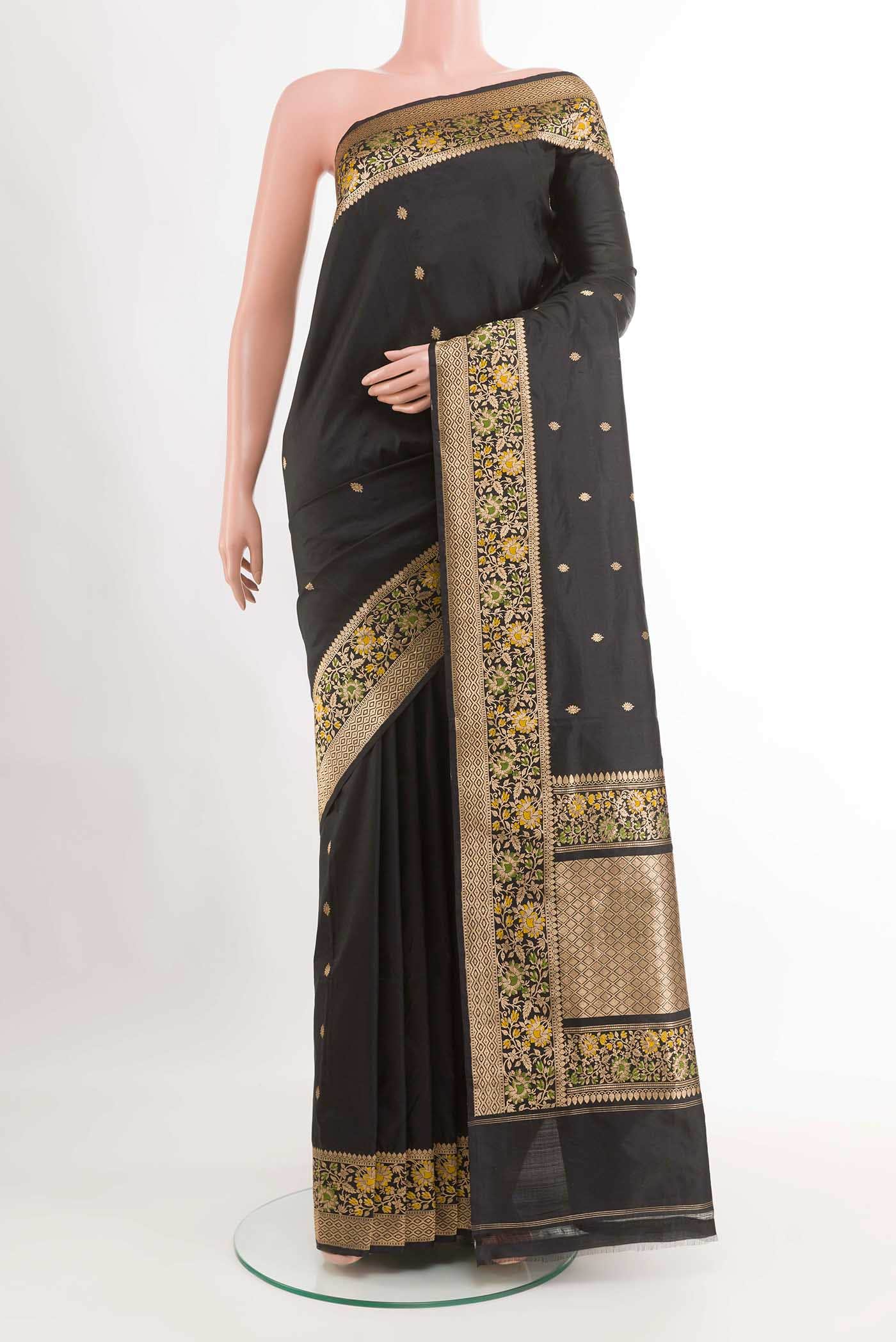 Black Banarasi Katan Silk Saree